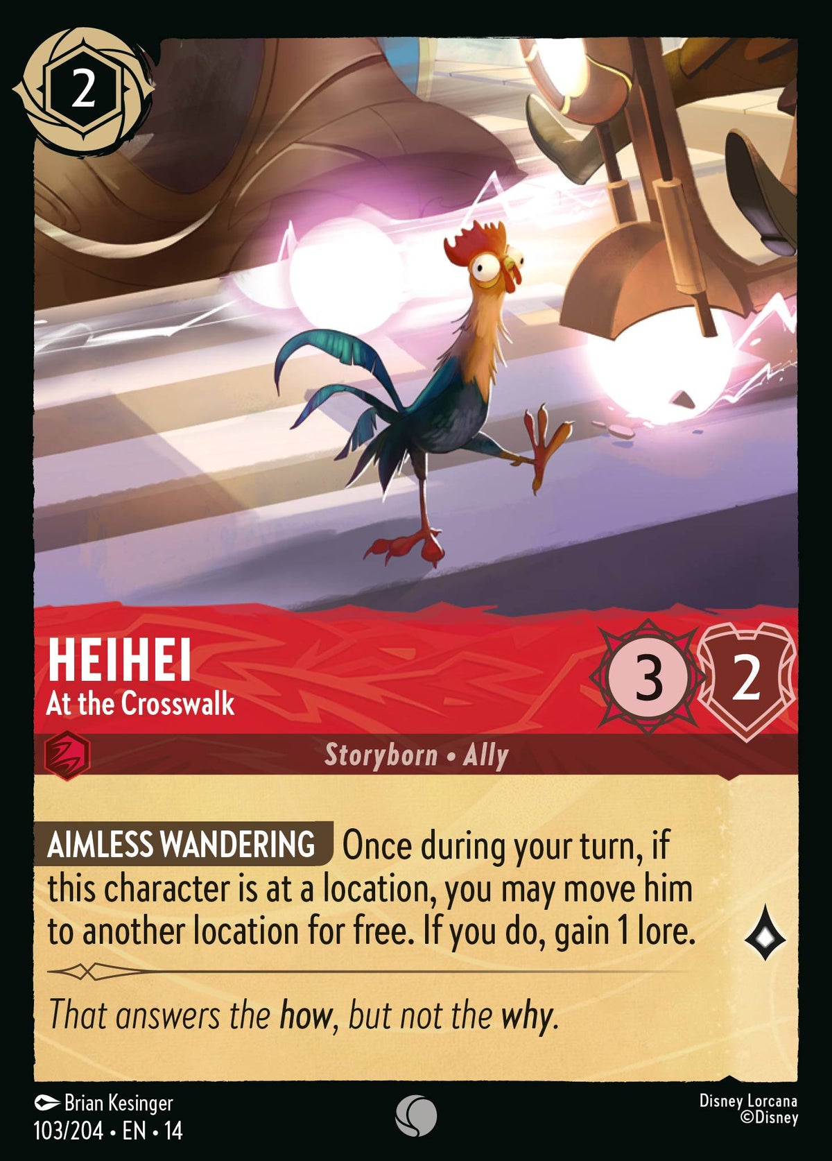 HeiHei - At the Crosswalk - Common Lorcana Card