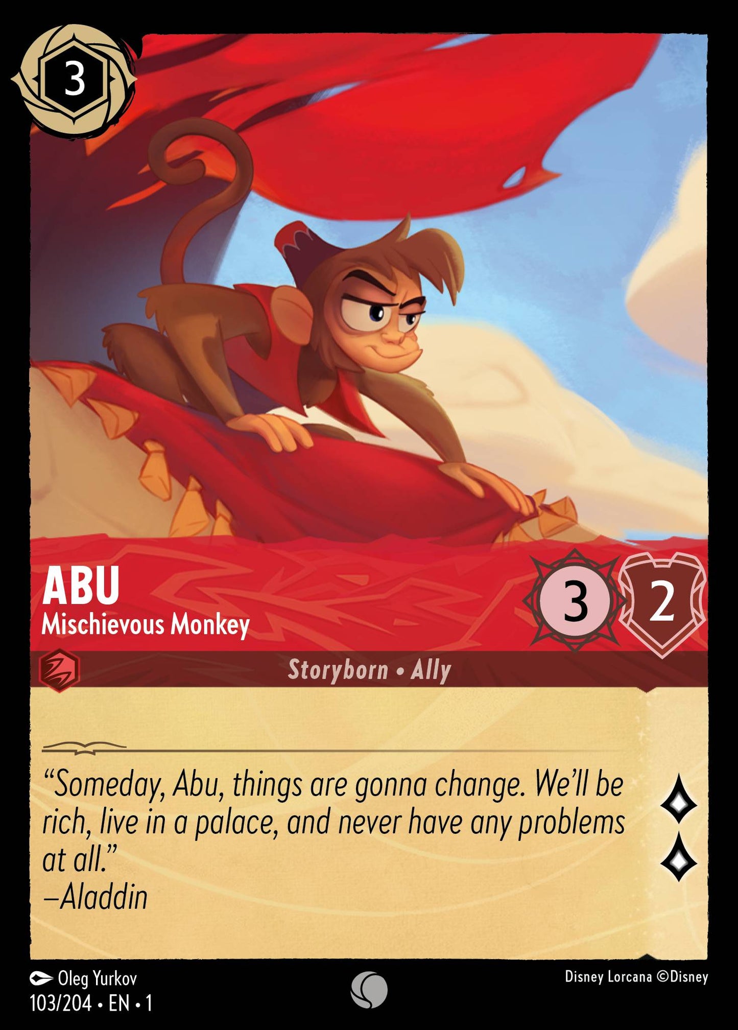 Abu - Mischievous Monkey - Common Lorcana Card
