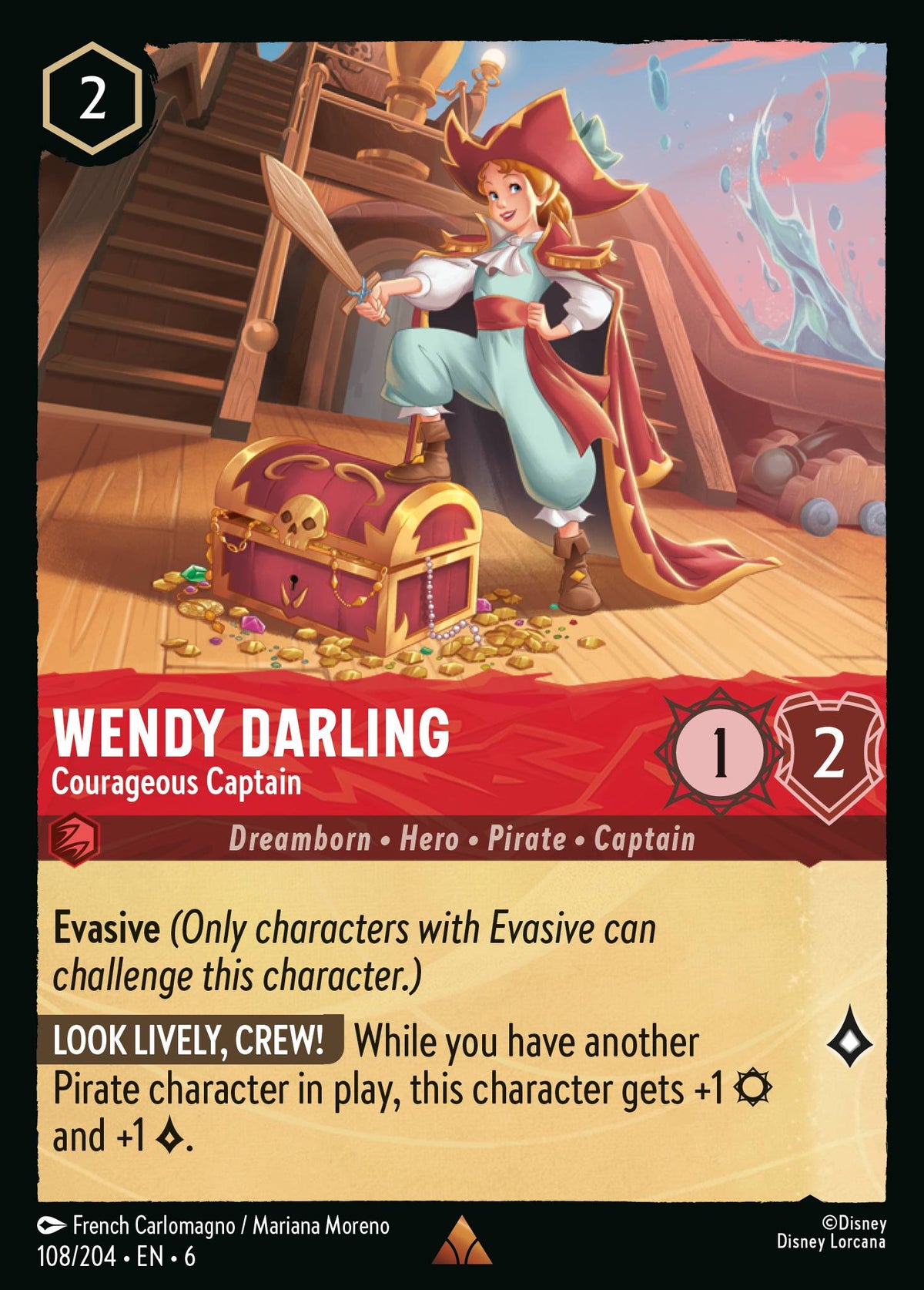 Wendy Darling - Courageous Captain - Rare Lorcana Card