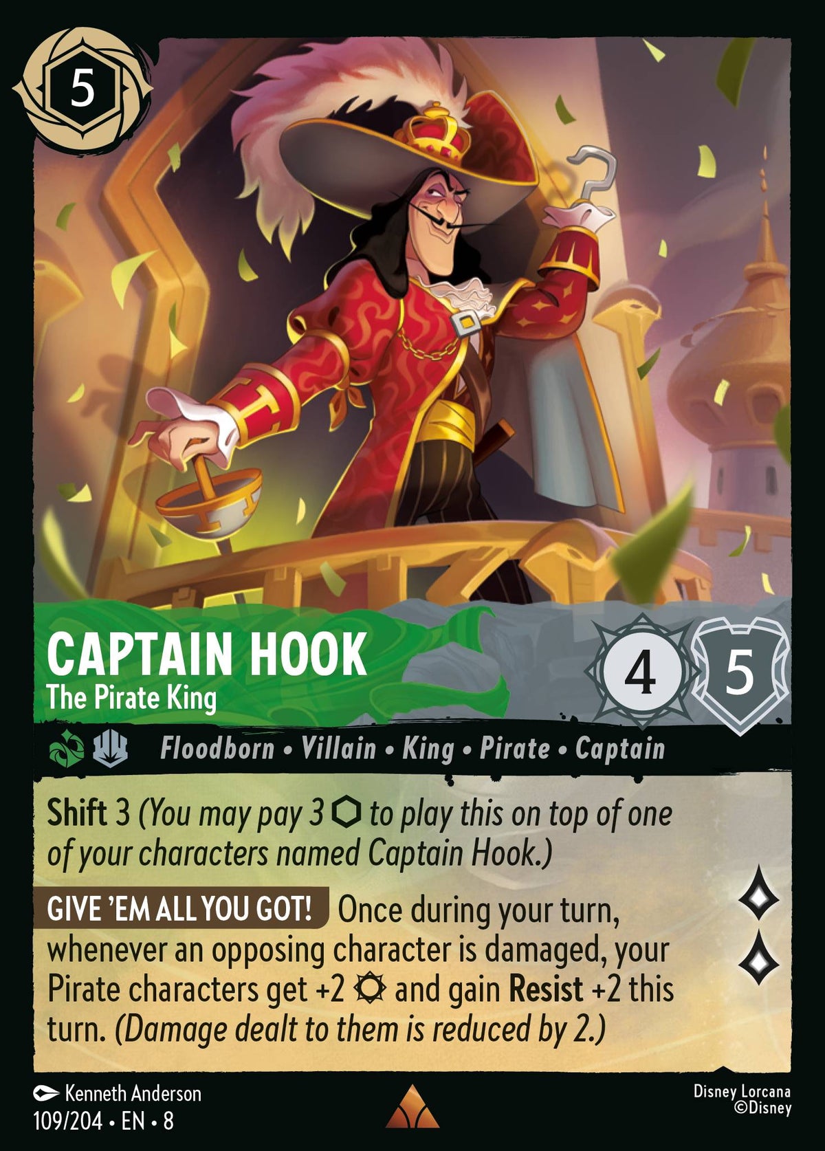Captain Hook - The Pirate King - Rare Lorcana Card