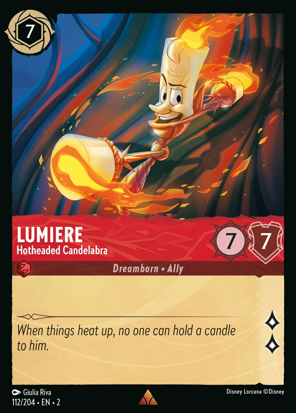 Lumiere - Hotheaded Candelabra - Rare Lorcana Card