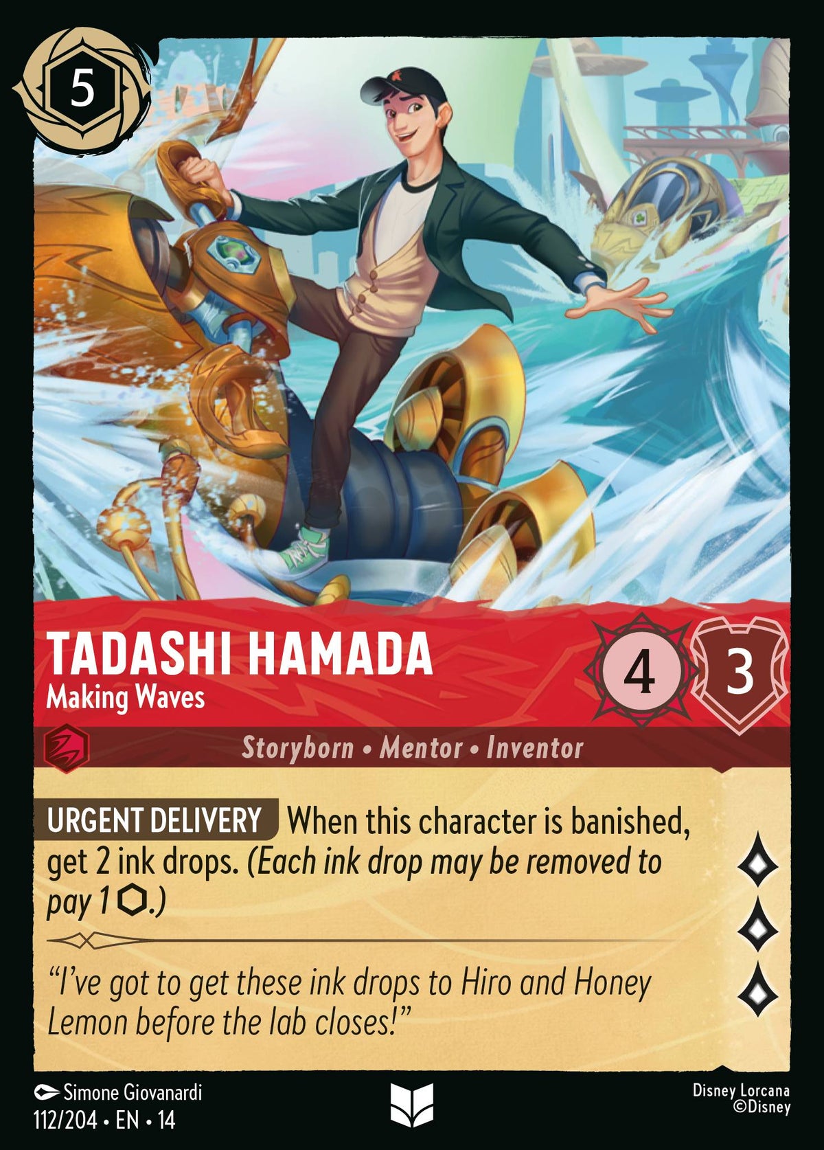 Tadashi Hamada - Making Waves - Uncommon Lorcana Card