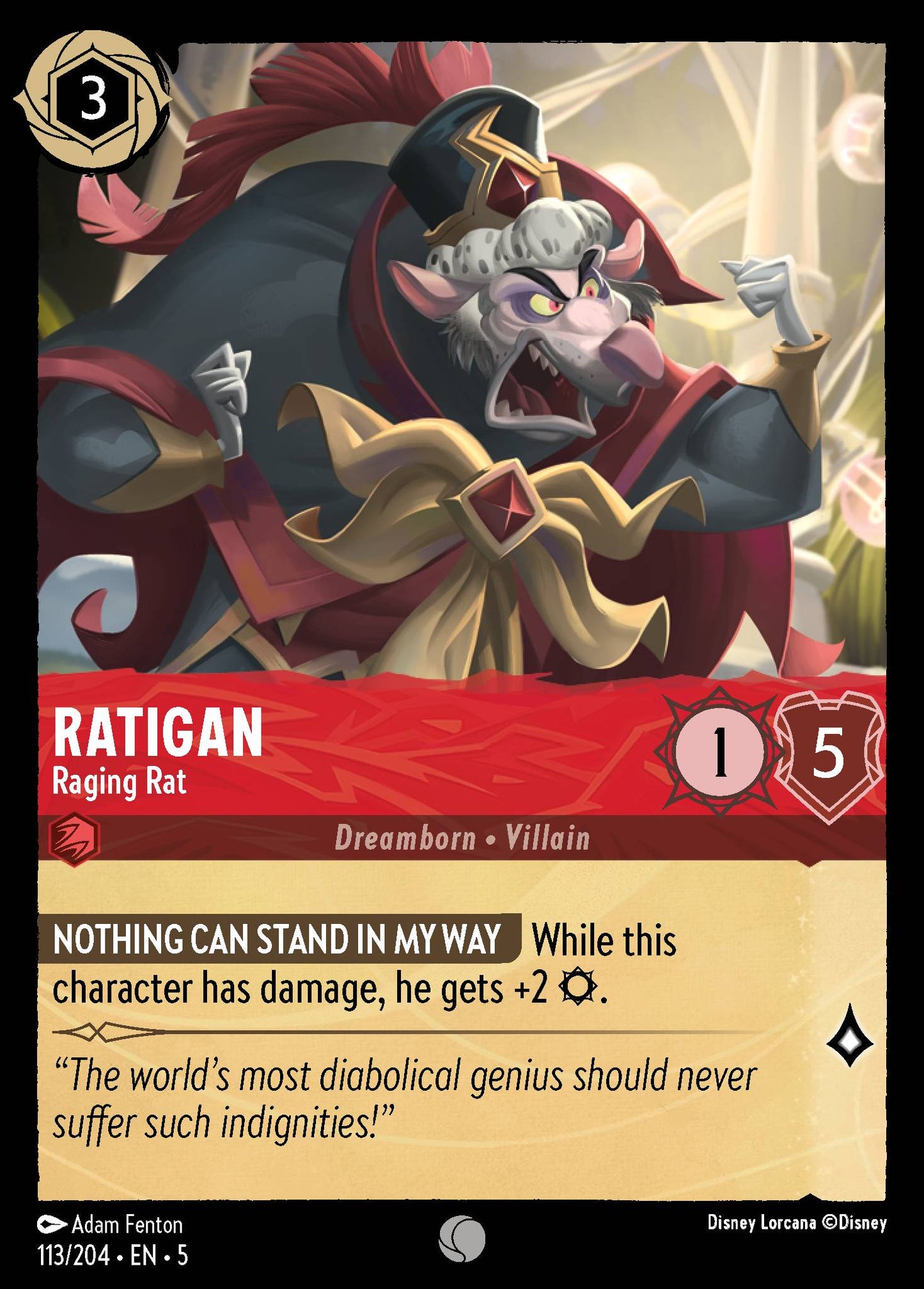 Ratigan - Raging Rat - Common Lorcana Card