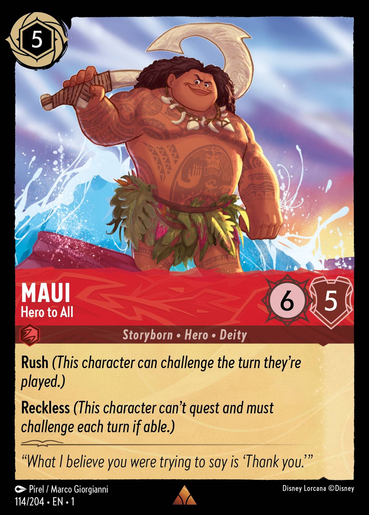 Maui - Hero to All - Rare Lorcana Card
