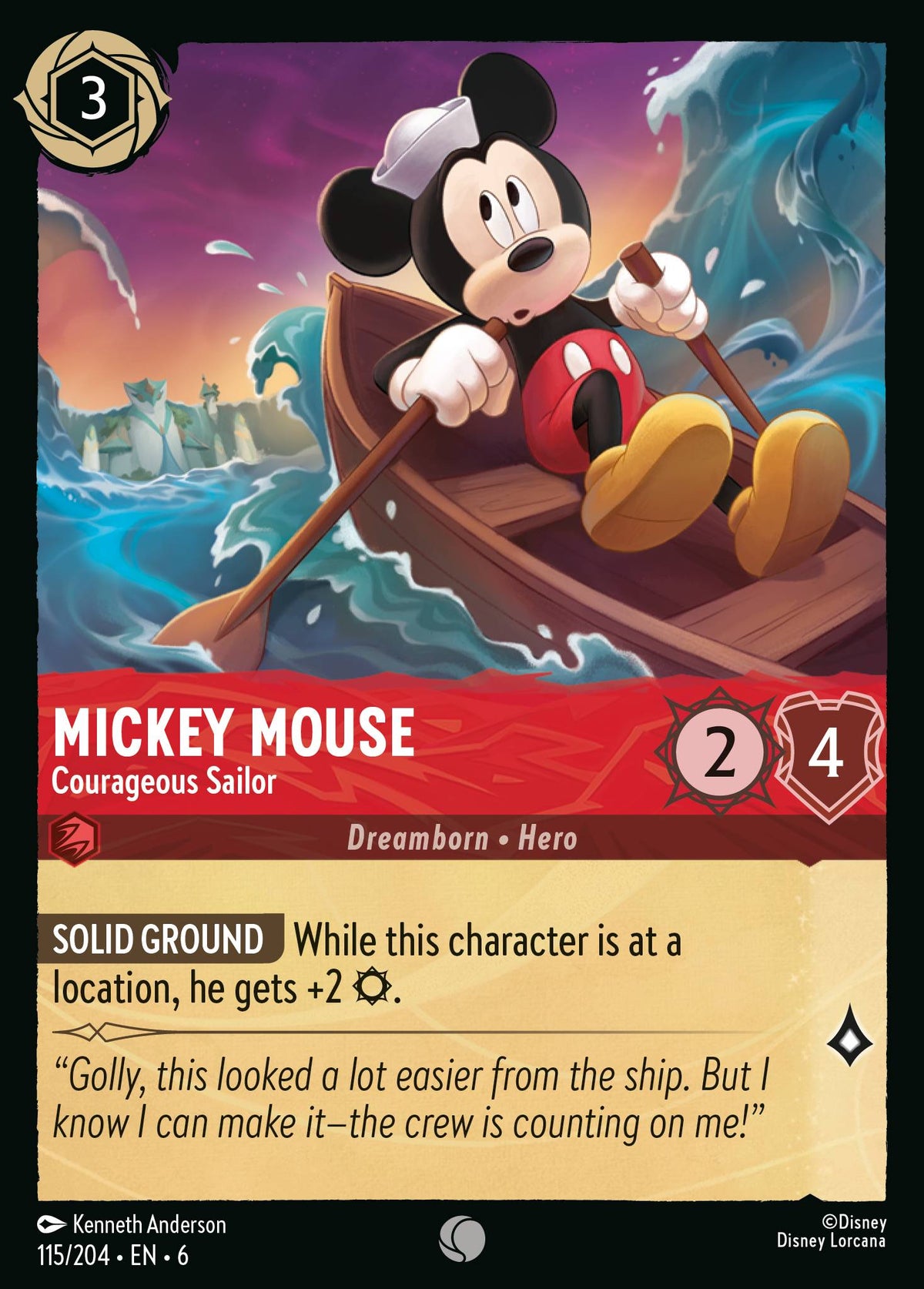 Mickey Mouse - Courageous Sailor - Common Lorcana Card