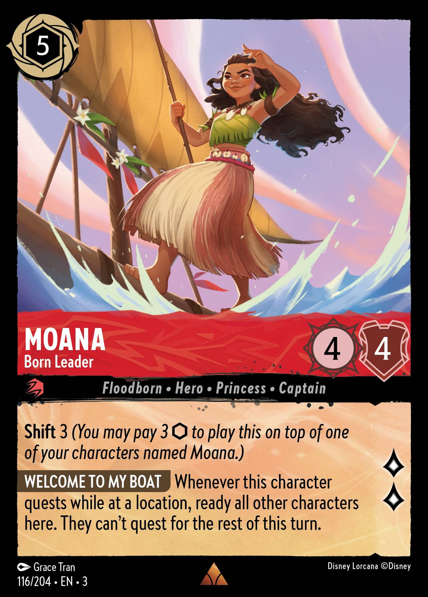 Moana - Born Leader - Rare Lorcana Card