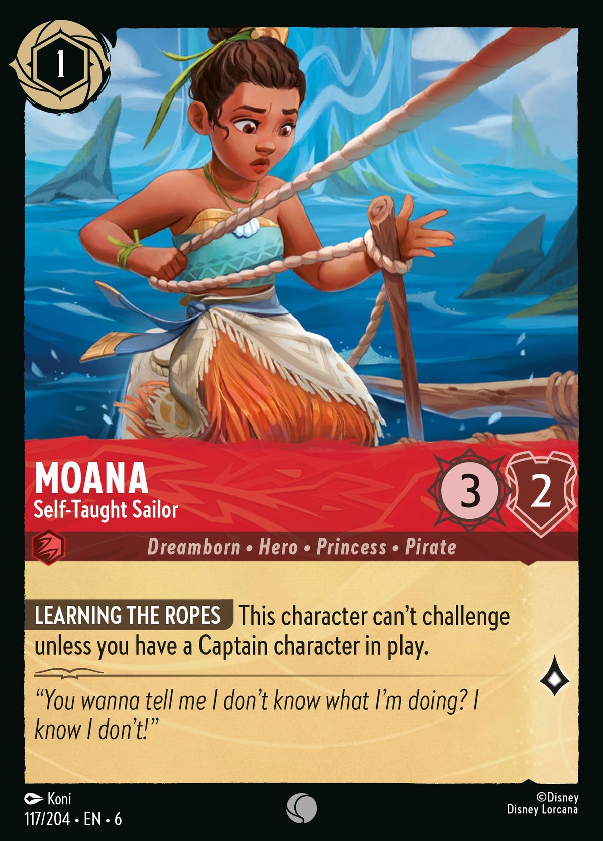 Moana - Self-Taught Sailor - Common Lorcana Card