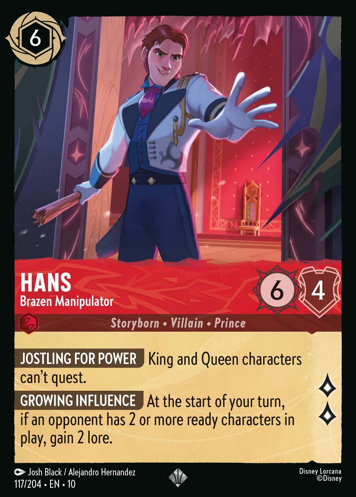 Hans - Brazen Manipulator - Super Rare Lorcana Card