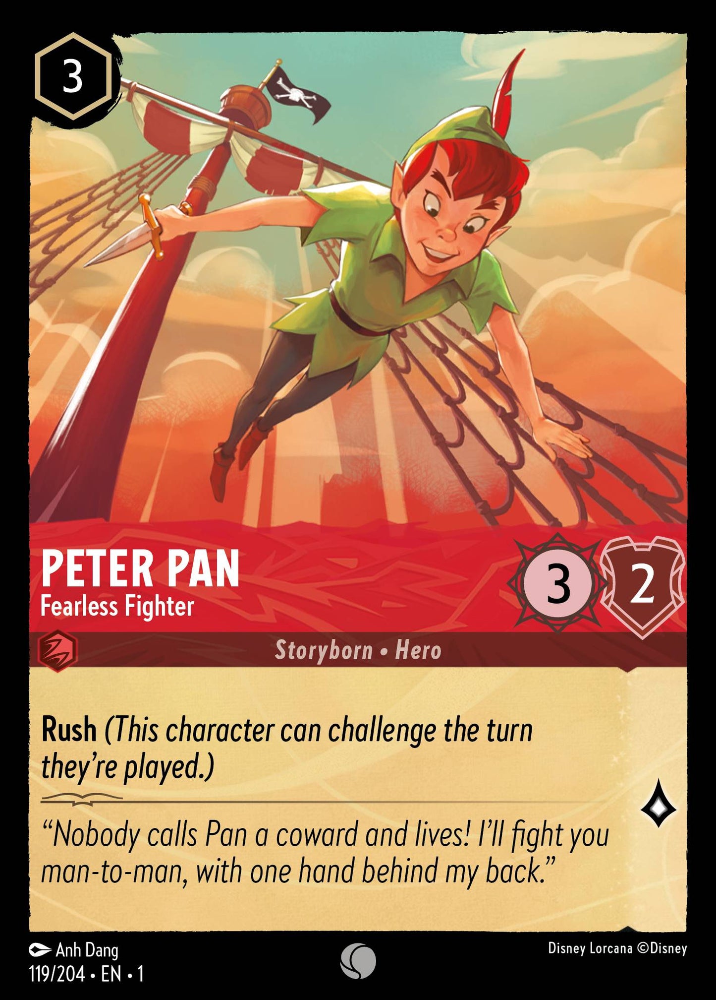 Peter Pan - Fearless Fighter - Common Lorcana Card