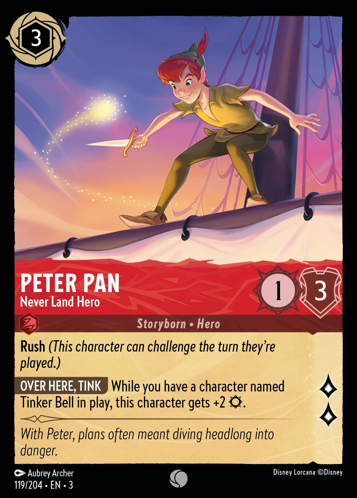 Peter Pan - Never Land Hero - Common Lorcana Card