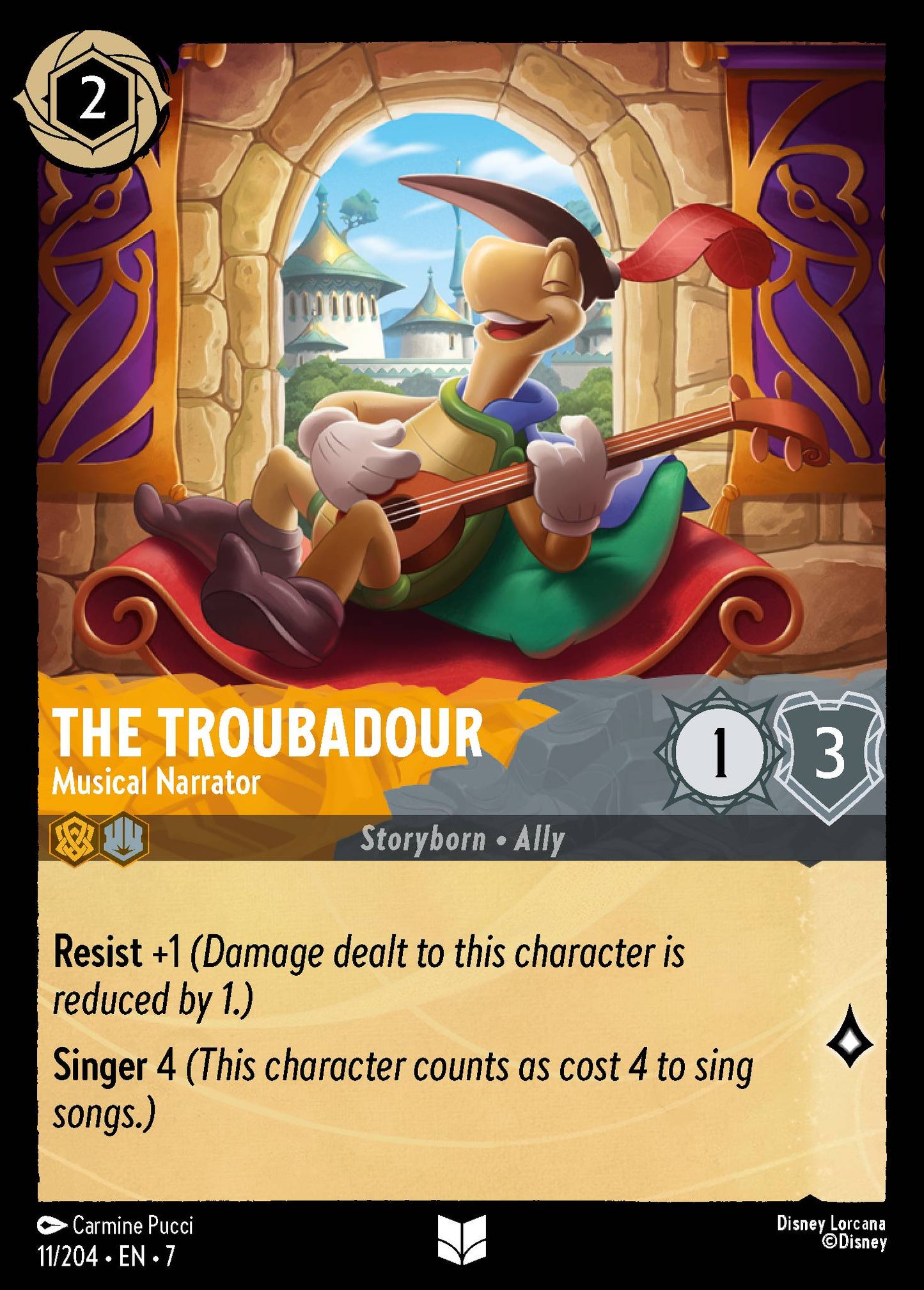The Troubadour - Musical Narrator - Uncommon Lorcana Card