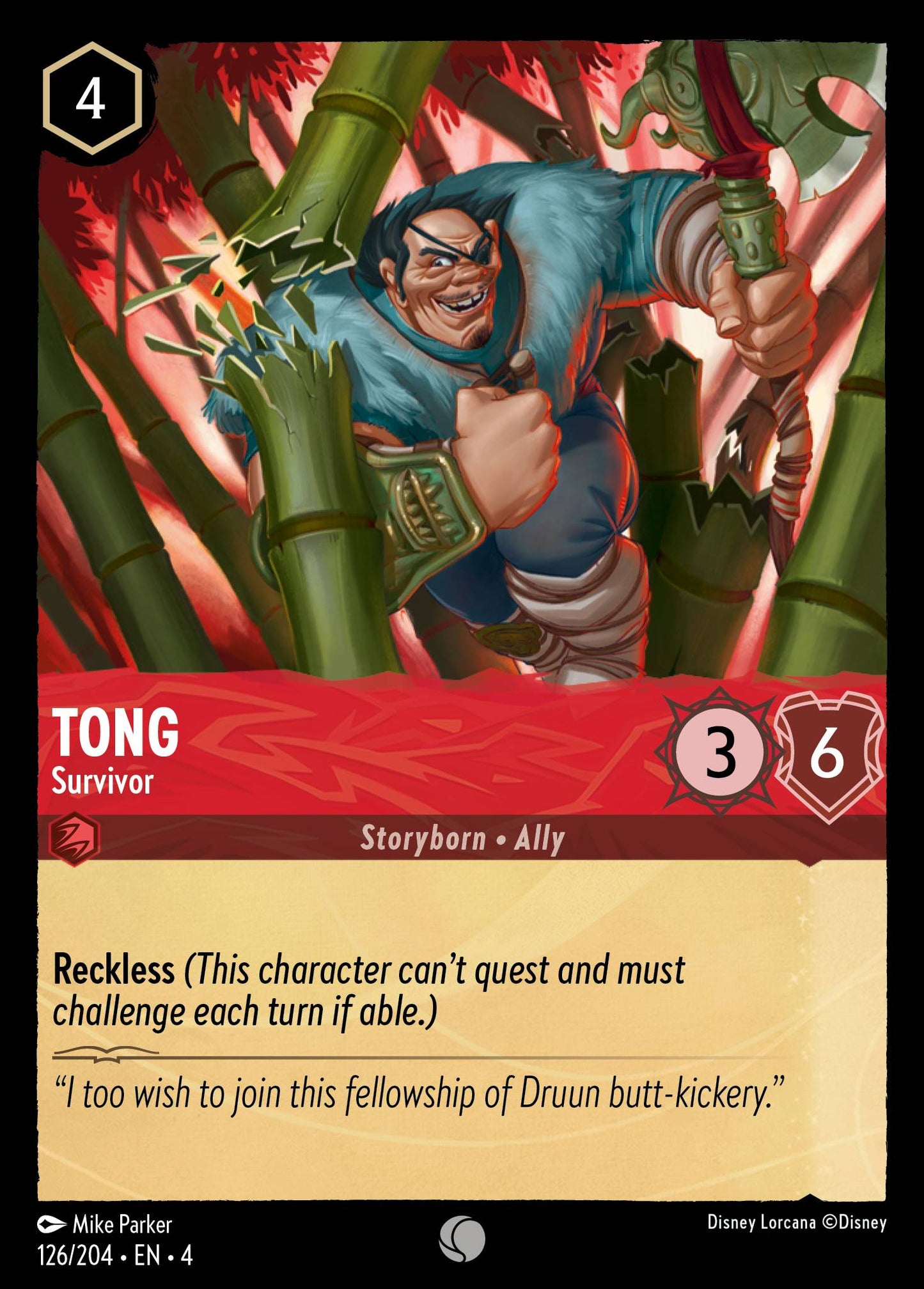 Tong - Survivor - Common Lorcana Card