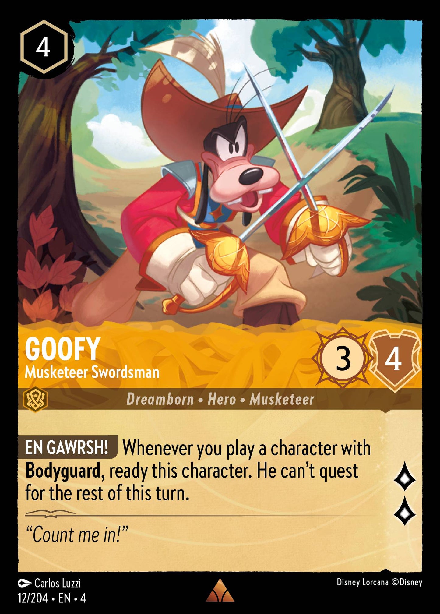 Goofy - Musketeer Swordsman - Rare Lorcana Card