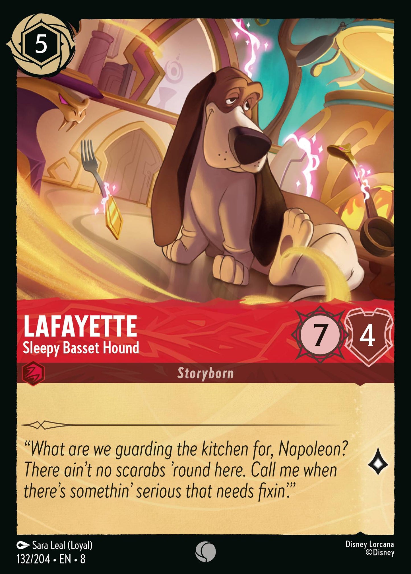 Lafayette - Sleepy Basset Hound - Common Lorcana Card