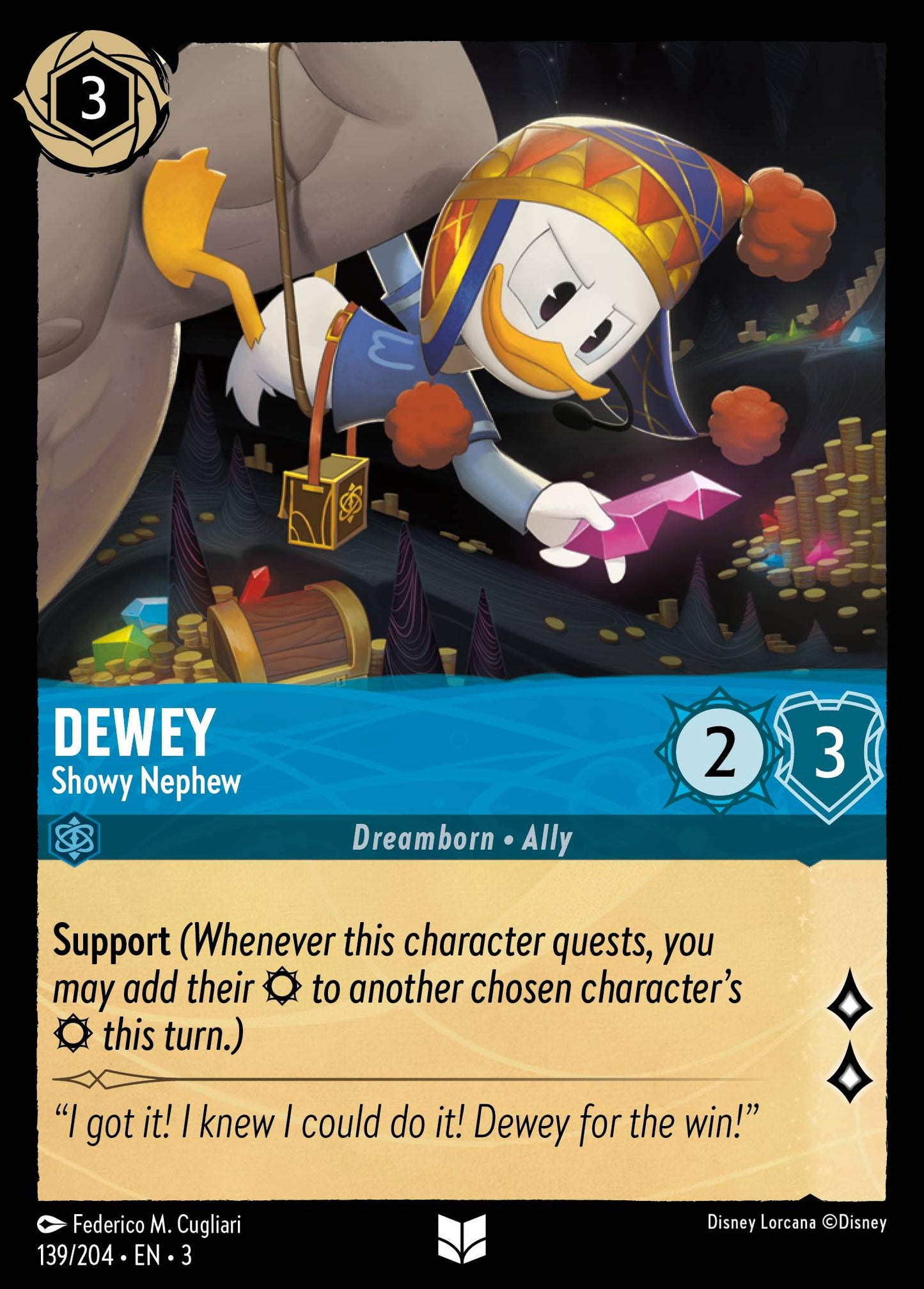 Dewey - Showy Nephew - Uncommon Lorcana Card