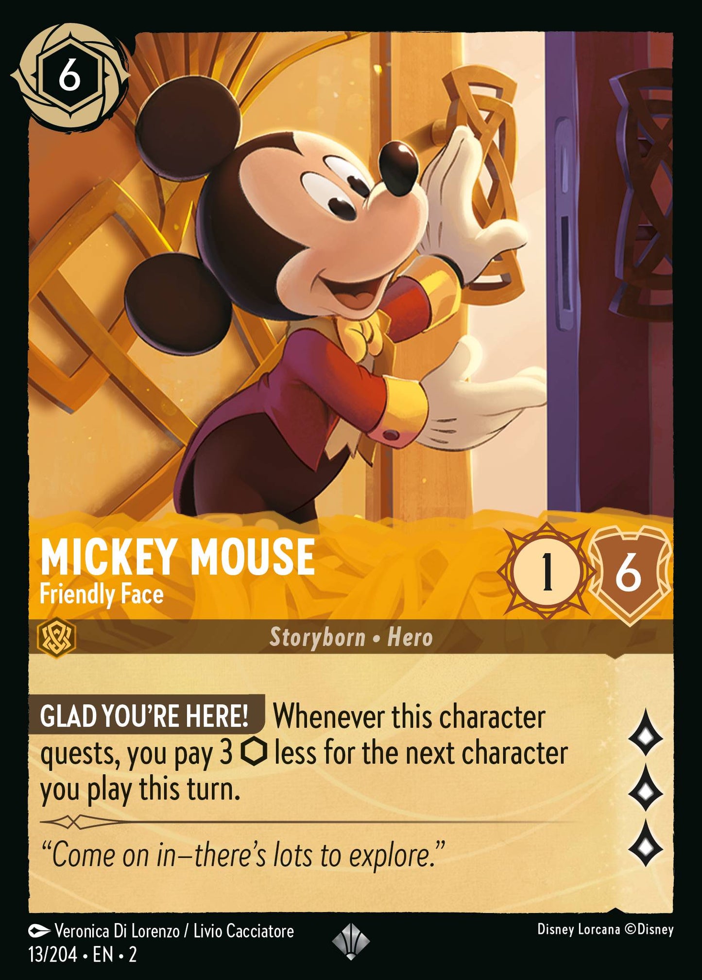 Mickey Mouse - Friendly Face - Super Rare Lorcana Card