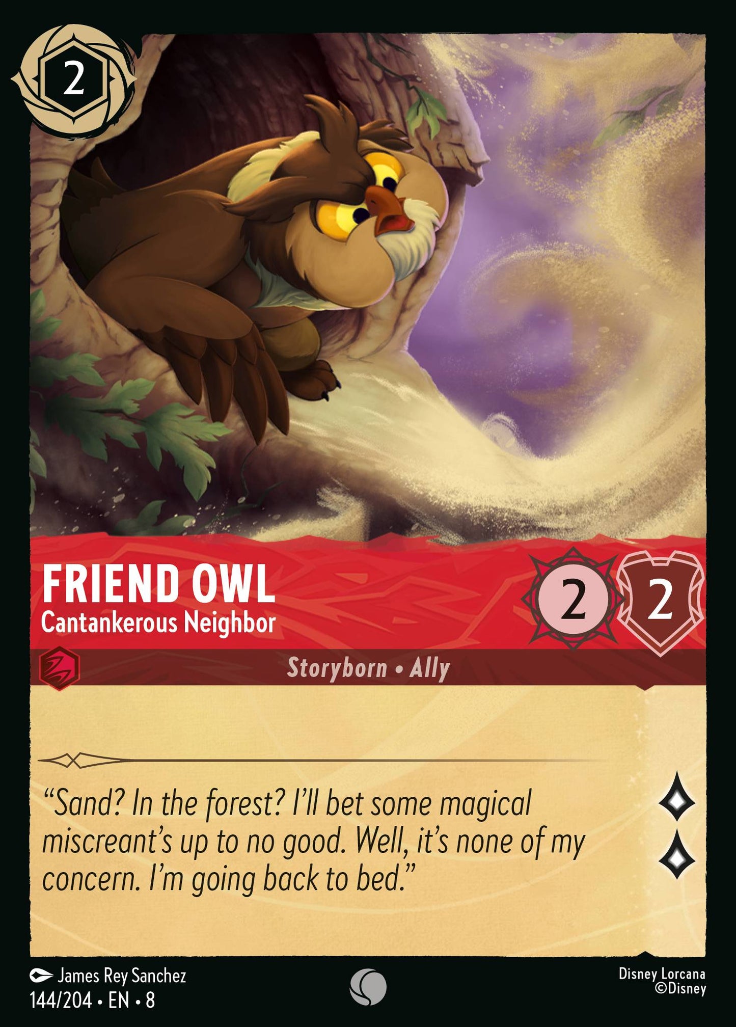 Friend Owl - Cantankerous Neighbor - Common Lorcana Card