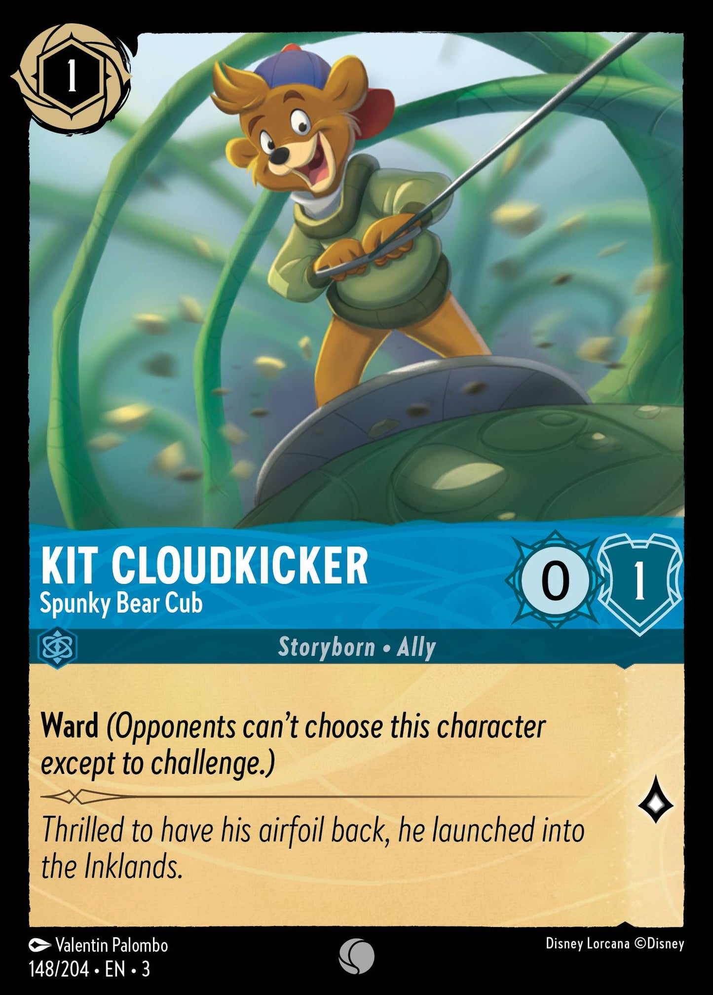 Kit Cloudkicker - Spunky Bear Cub - Common Lorcana Card