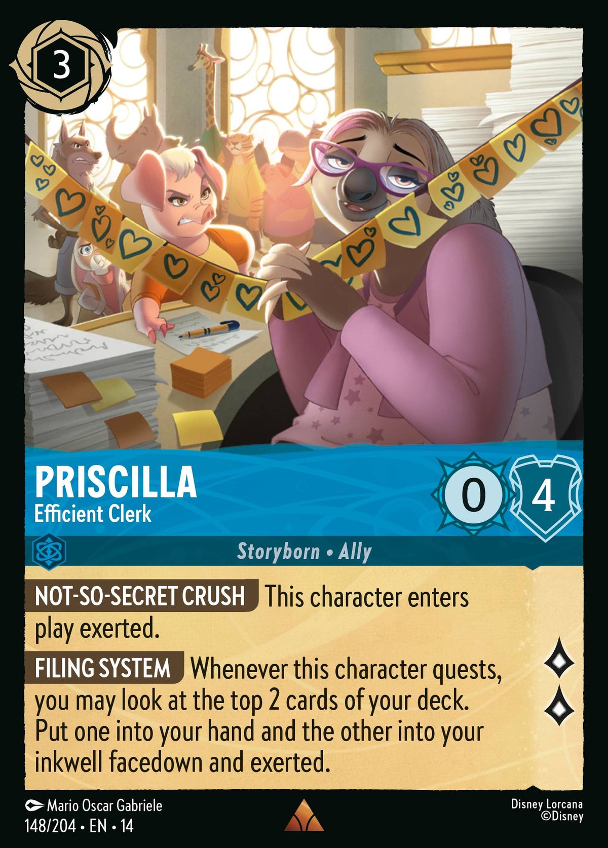 Priscilla - Efficient Clerk - Rare Lorcana Card