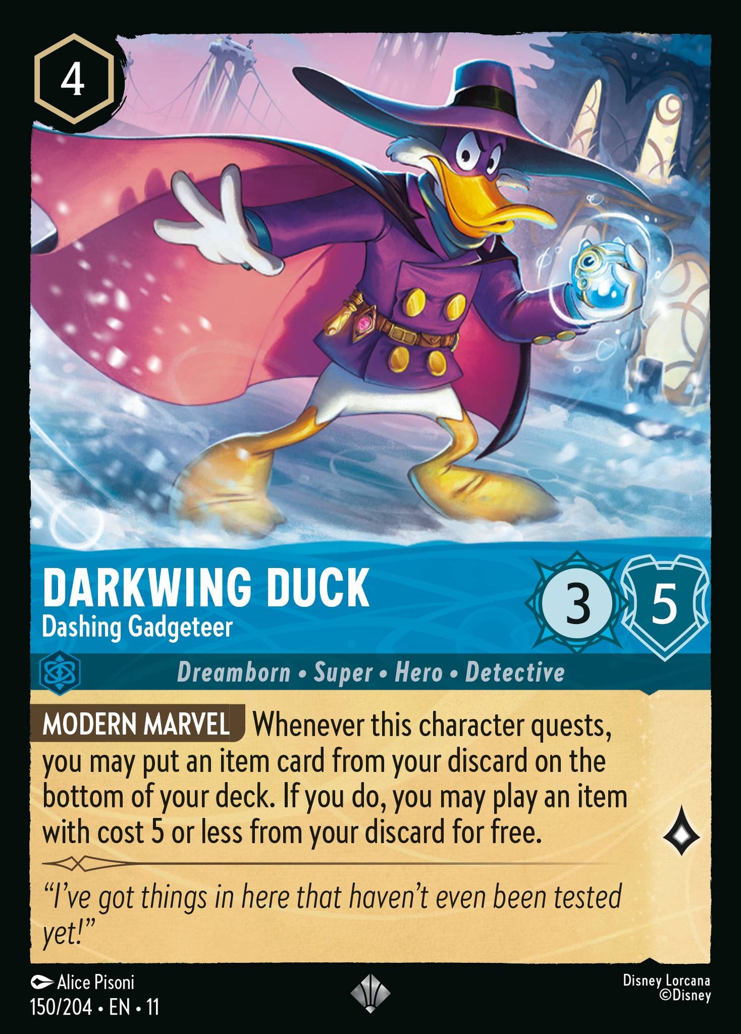 Darkwing Duck - Dashing Gadgeteer - Super Rare Lorcana Card