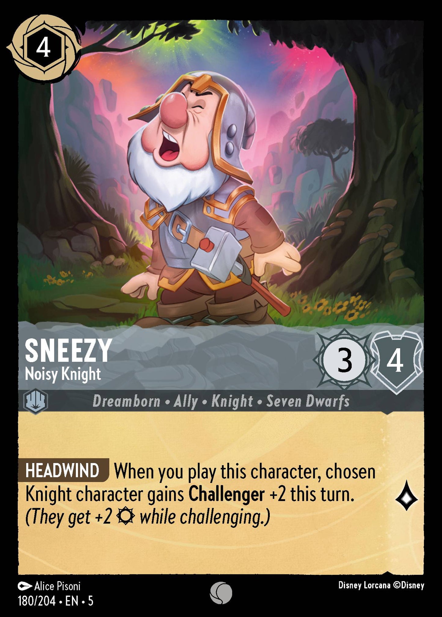 Sneezy - Noisy Knight - Common Lorcana Card