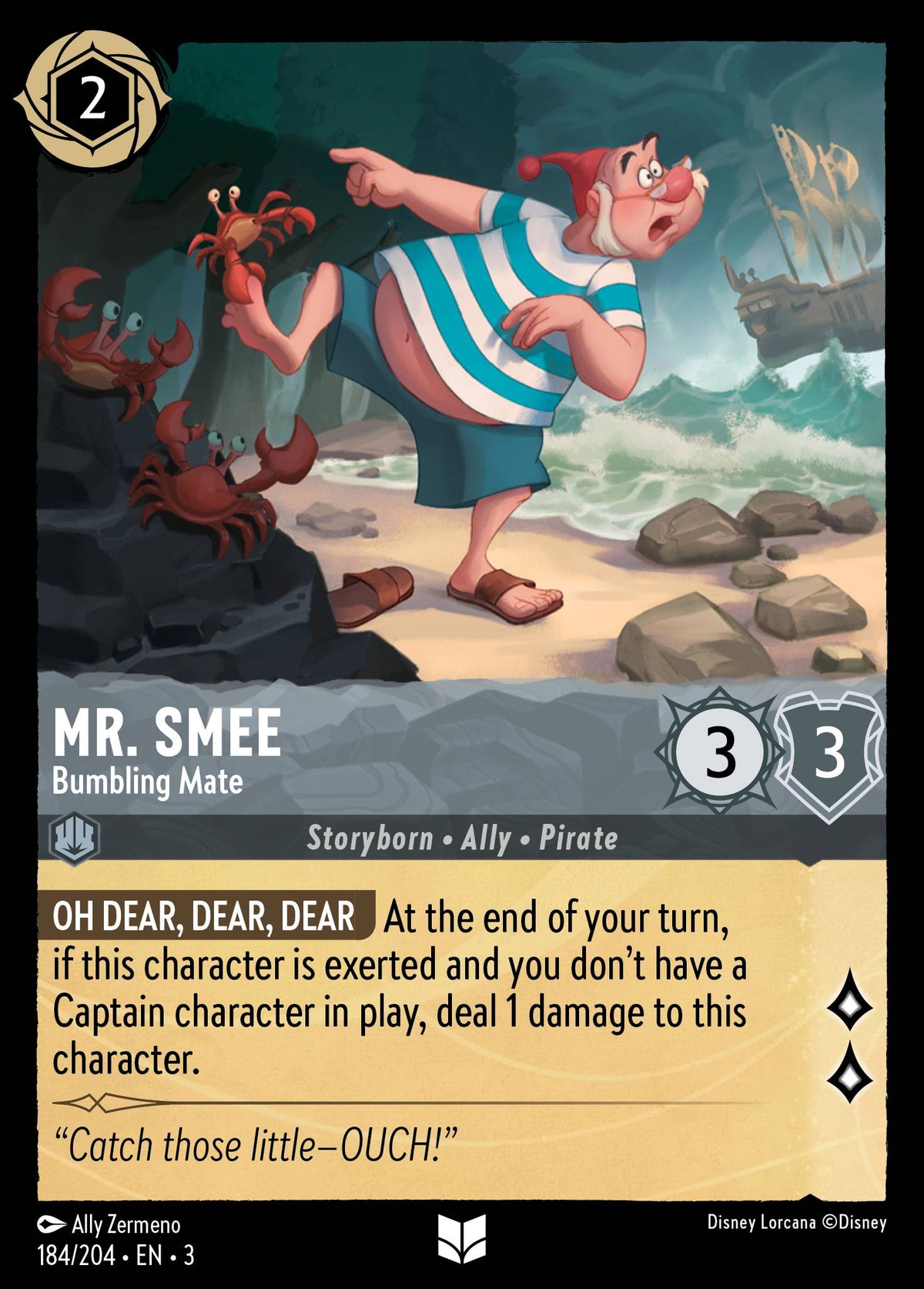 Mr. Smee - Bumbling Mate - Uncommon Lorcana Card