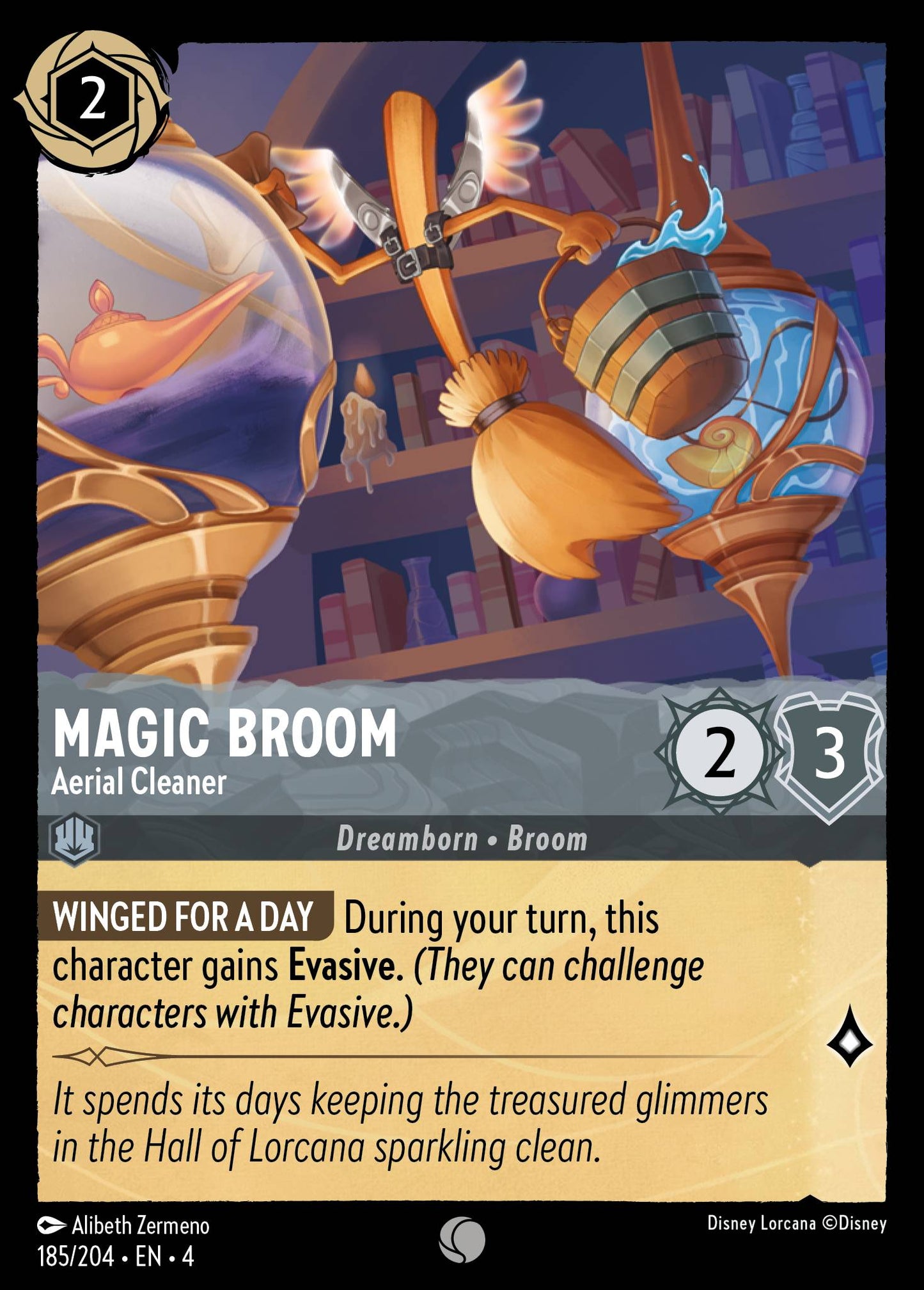Magic Broom - Aerial Cleaner - Common Lorcana Card