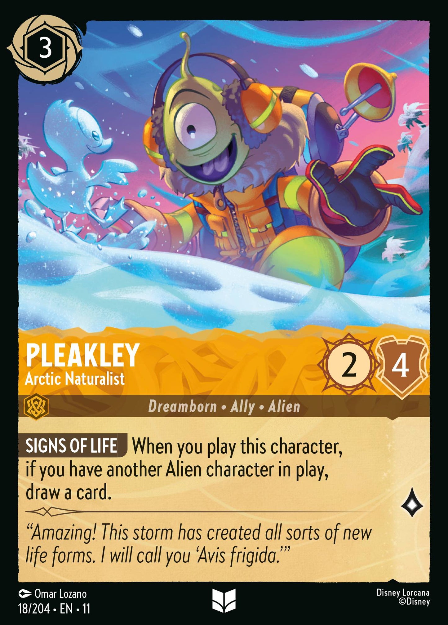 Pleakley - Arctic Naturalist - Uncommon Lorcana Card