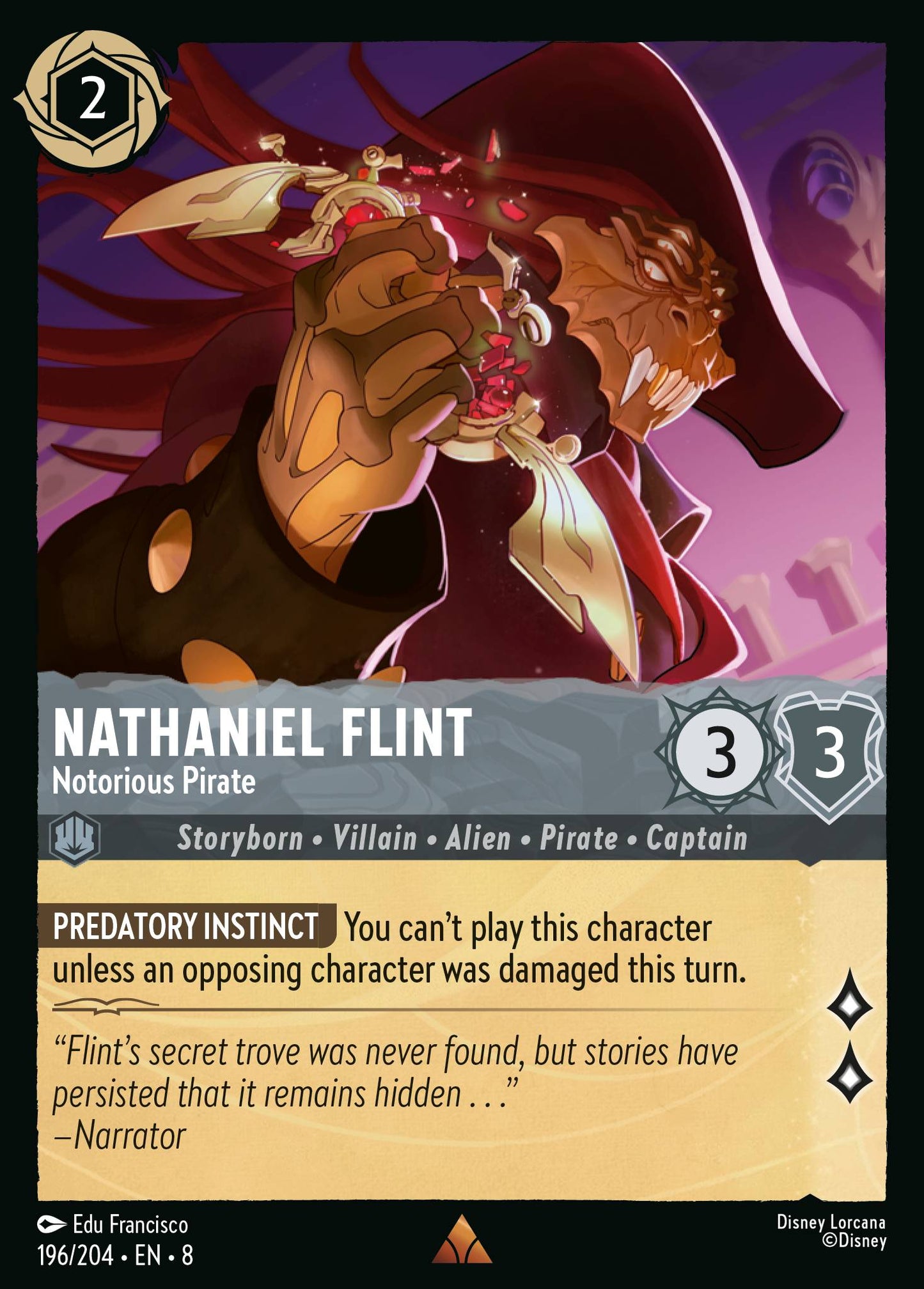 Nathaniel Flint - Notorious Pirate - Rare Lorcana Card