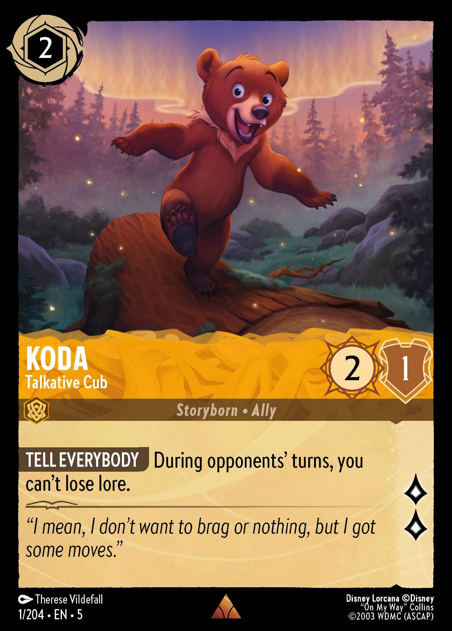 Koda - Talkative Cub - Rare Lorcana Card