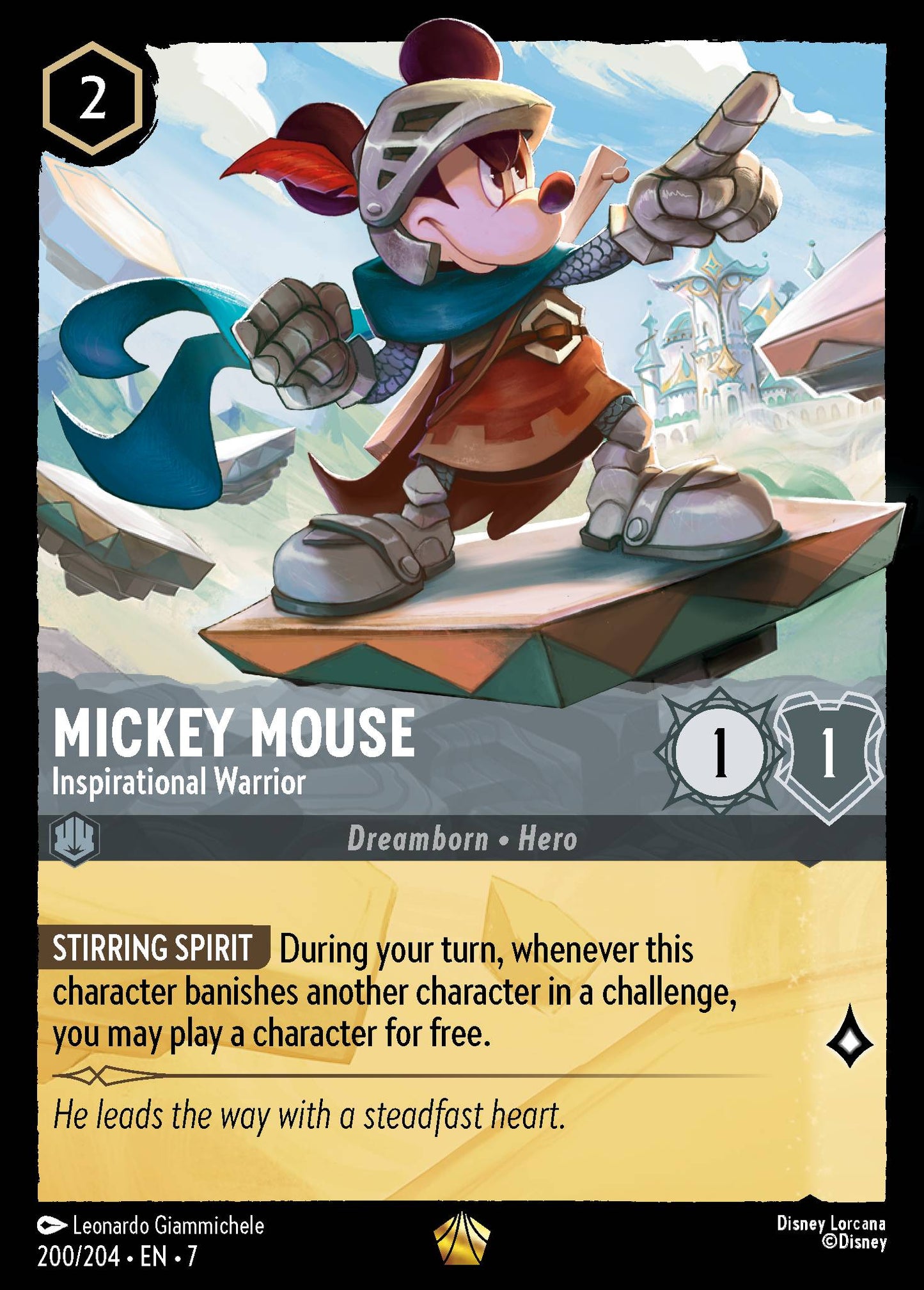 Mickey Mouse - Inspirational Warrior - Legendary Lorcana Card