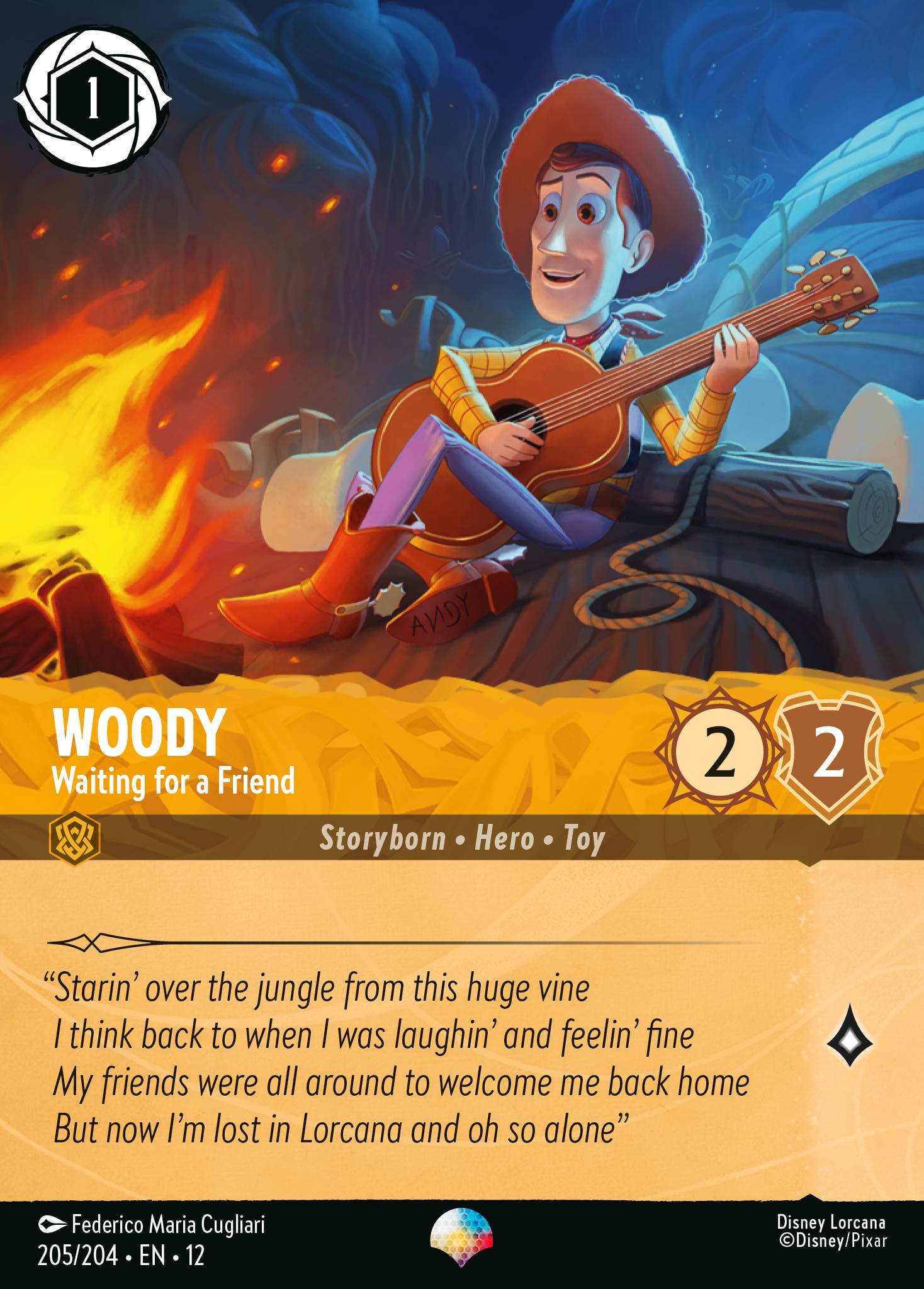 lorcana epic card Woody - Waiting for a Friend (Epic) | draw a card. Stitched Edges::Yes - Add Stitch Border (Additional Charge) Ultra Pro Sleeves: APEX Play Booster