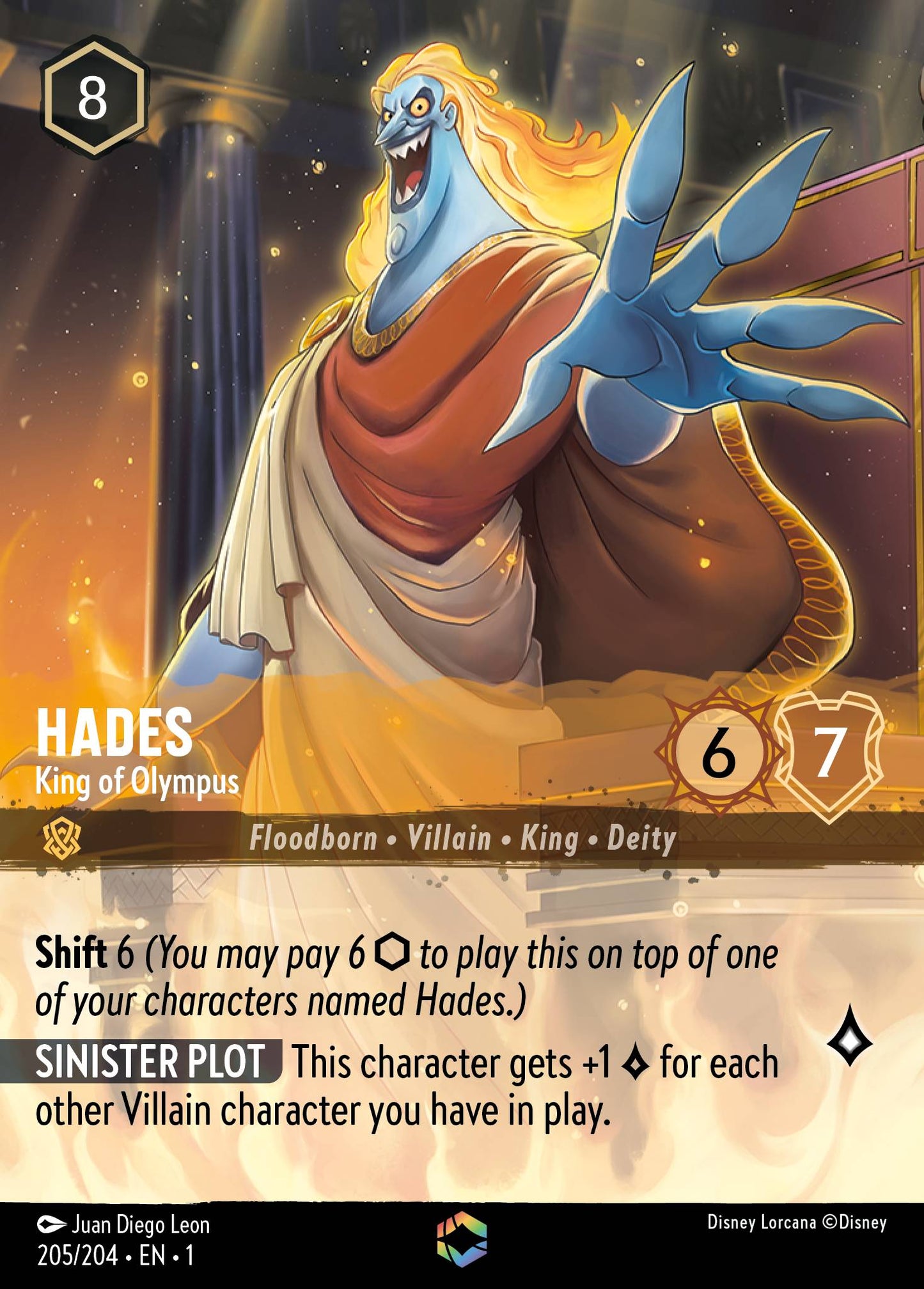 Hades - King of Olympus (Enchanted) - Enchanted Lorcana Holofoil Card