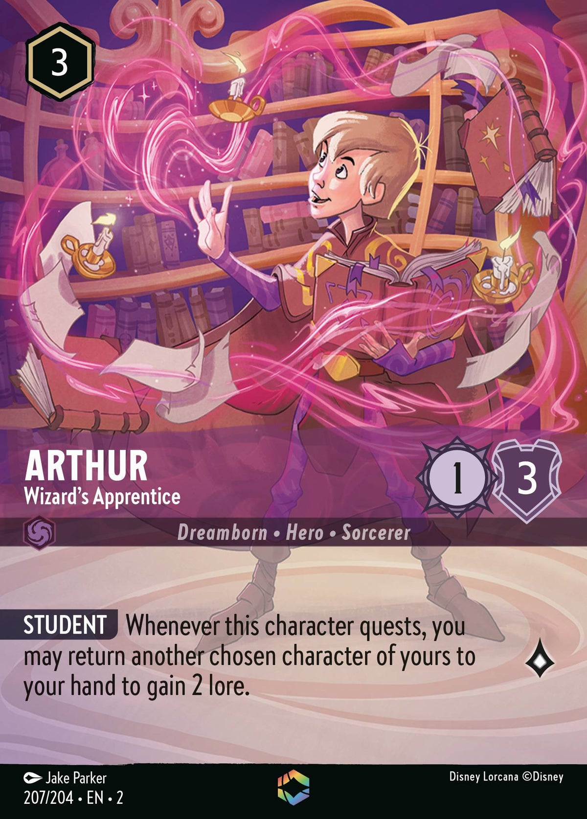 Arthur - Wizard's Apprentice (Enchanted) - Enchanted Lorcana Holofoil Card