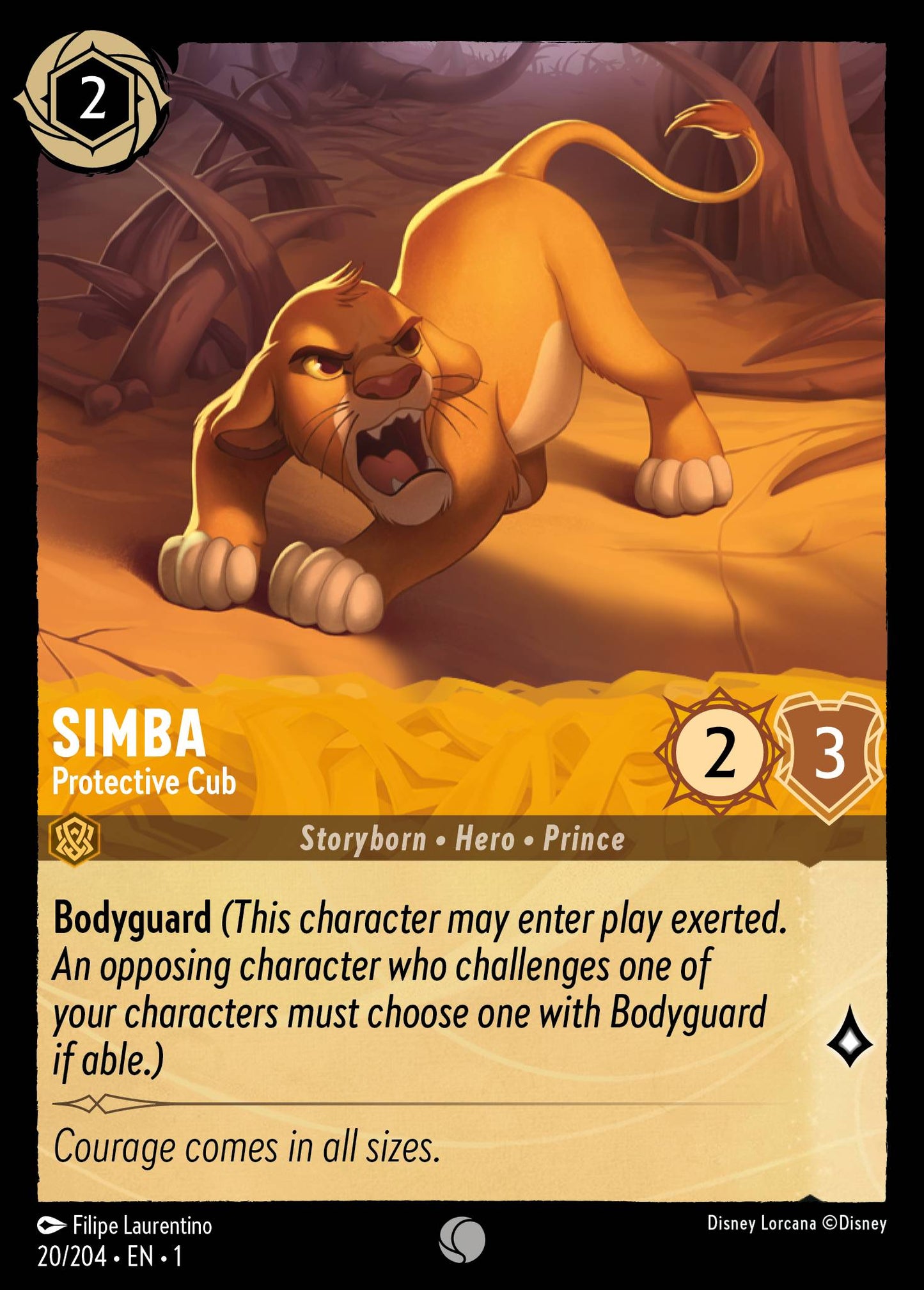 Simba - Protective Cub - Common Lorcana Card
