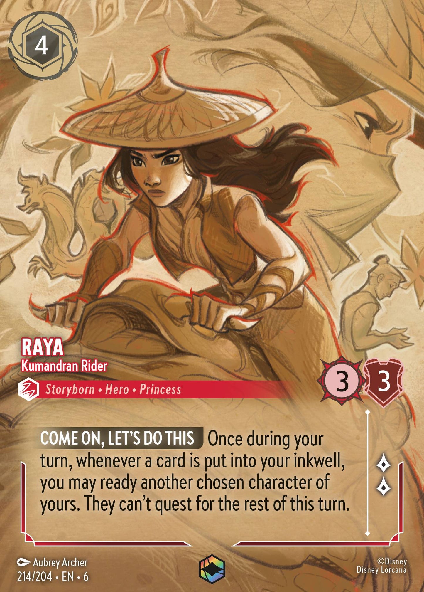 Raya - Kumandran Rider (Enchanted) - Enchanted Lorcana Holofoil Card