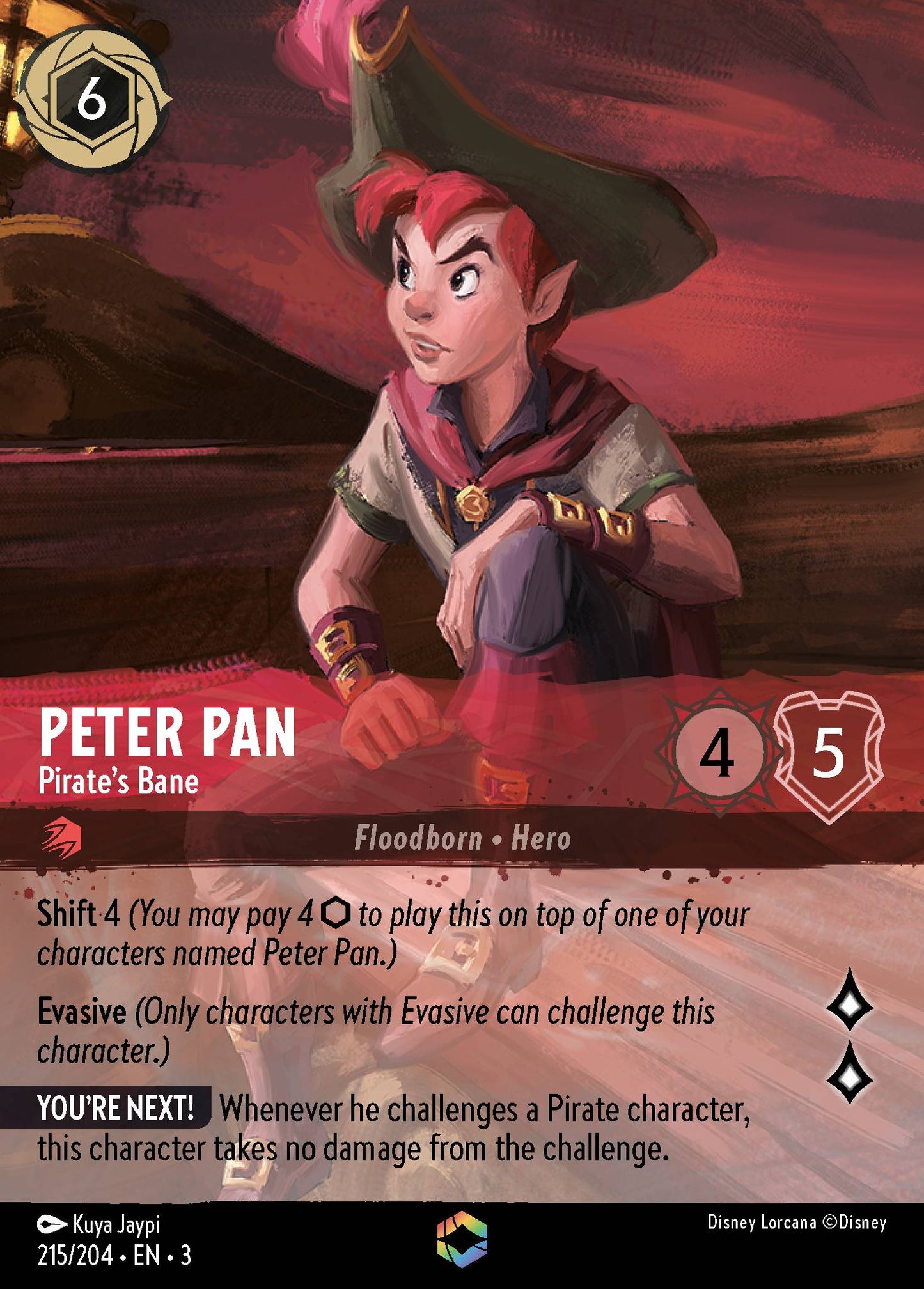 Peter Pan - Pirate's Bane (Enchanted) - Enchanted Lorcana Holofoil Card