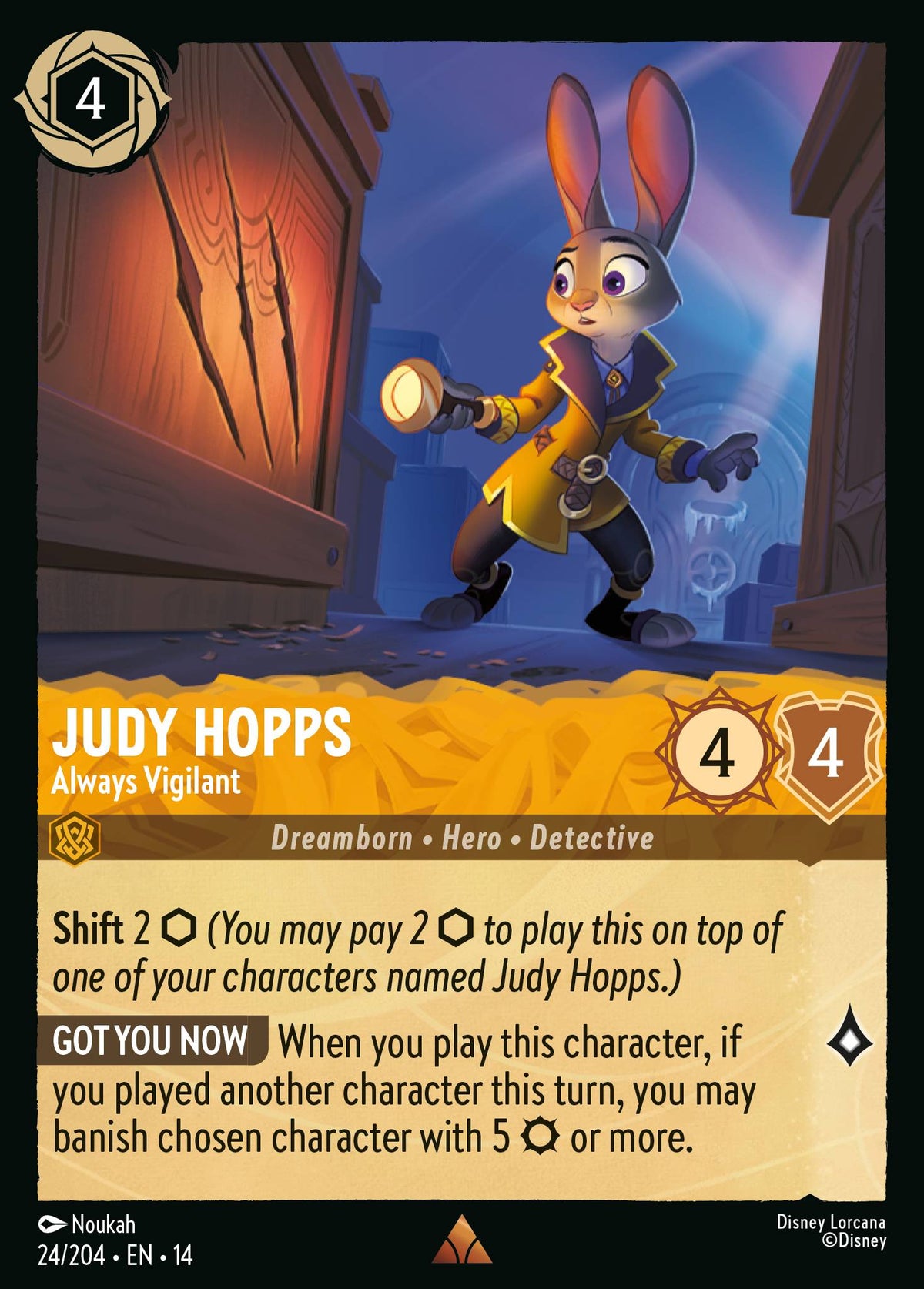 Judy Hopps - Always Vigilant - Rare Lorcana Card