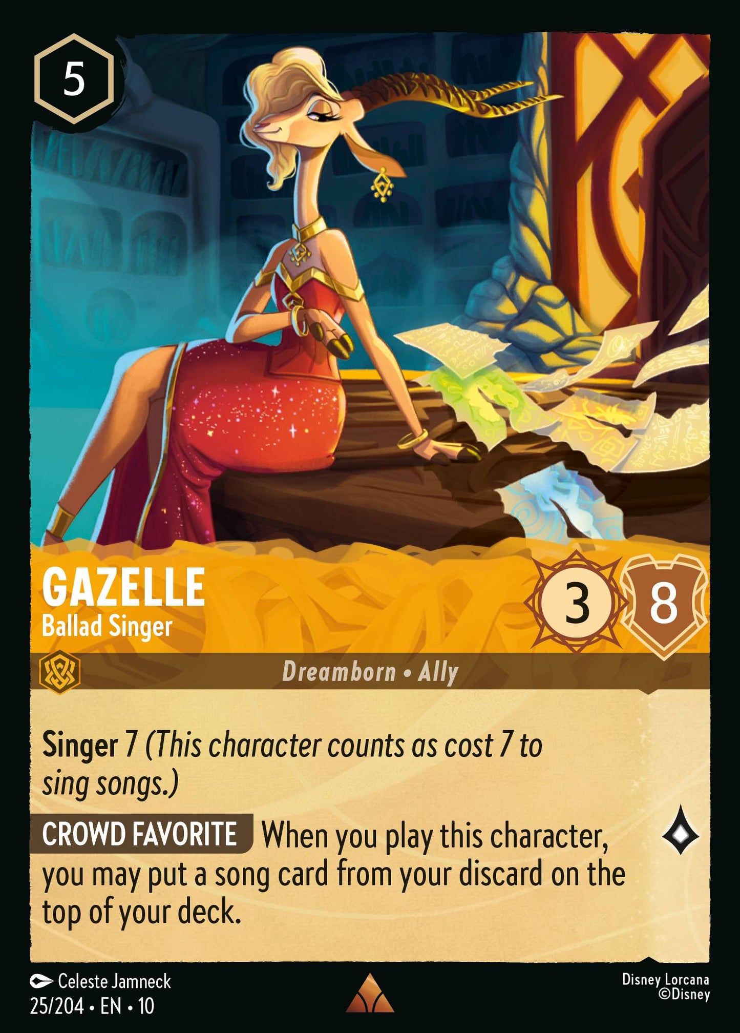 Gazelle - Ballad Singer - Rare Lorcana Card