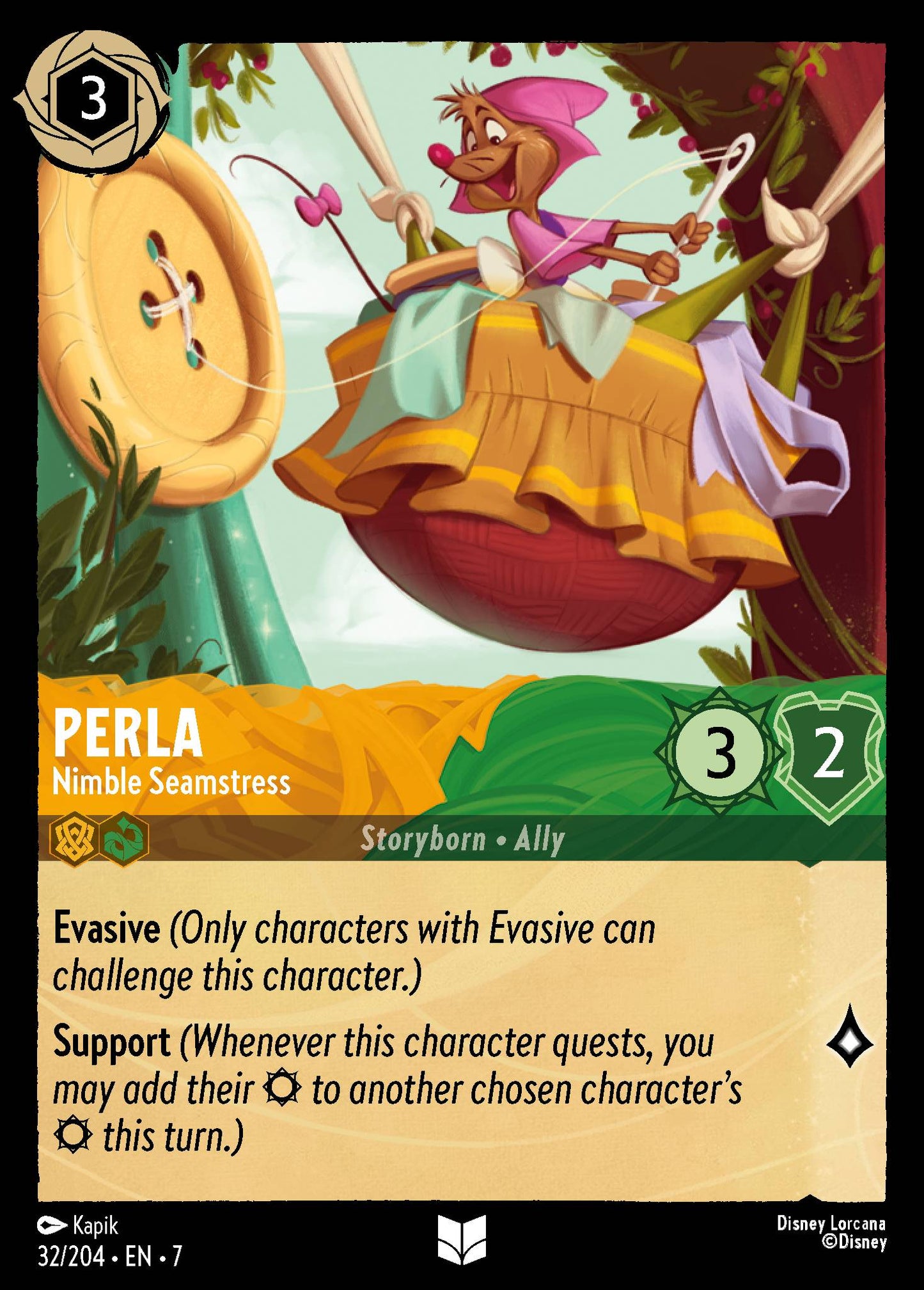 Perla - Nimble Seamstress - Uncommon Lorcana Card