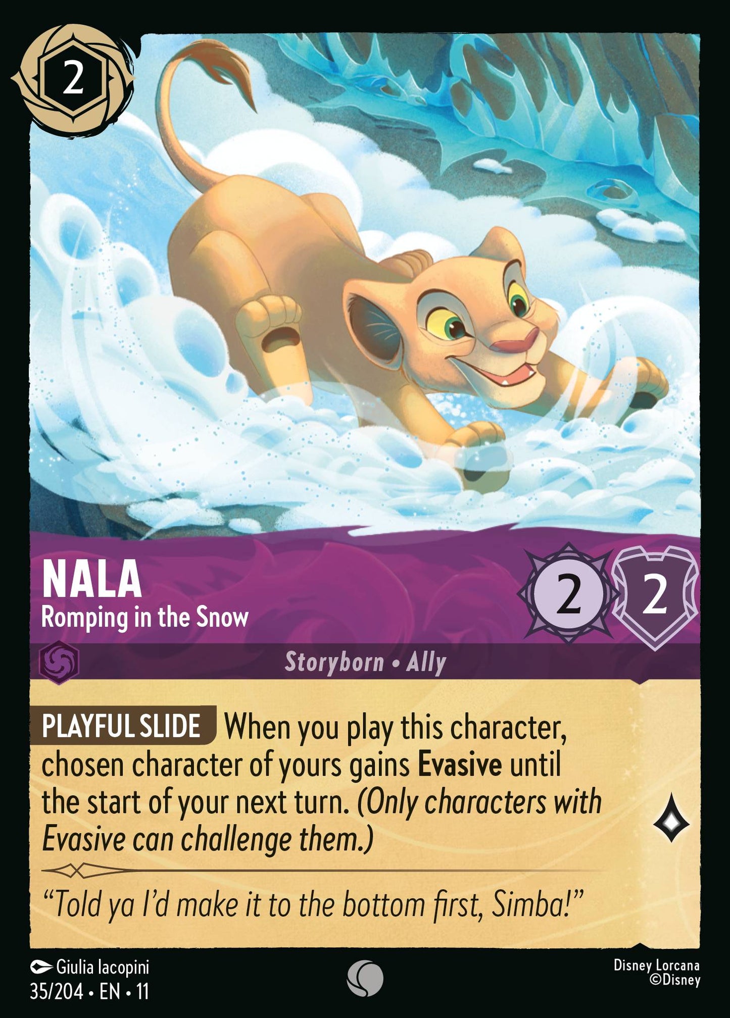 Nala - Romping in the Snow - Common Lorcana Card