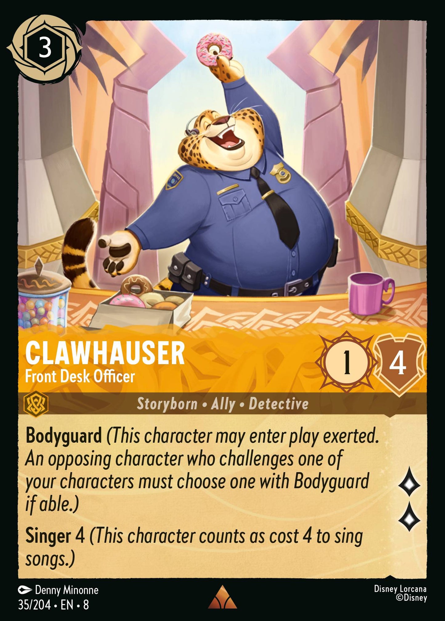 Clawhauser - Front Desk Officer - Rare Lorcana Card