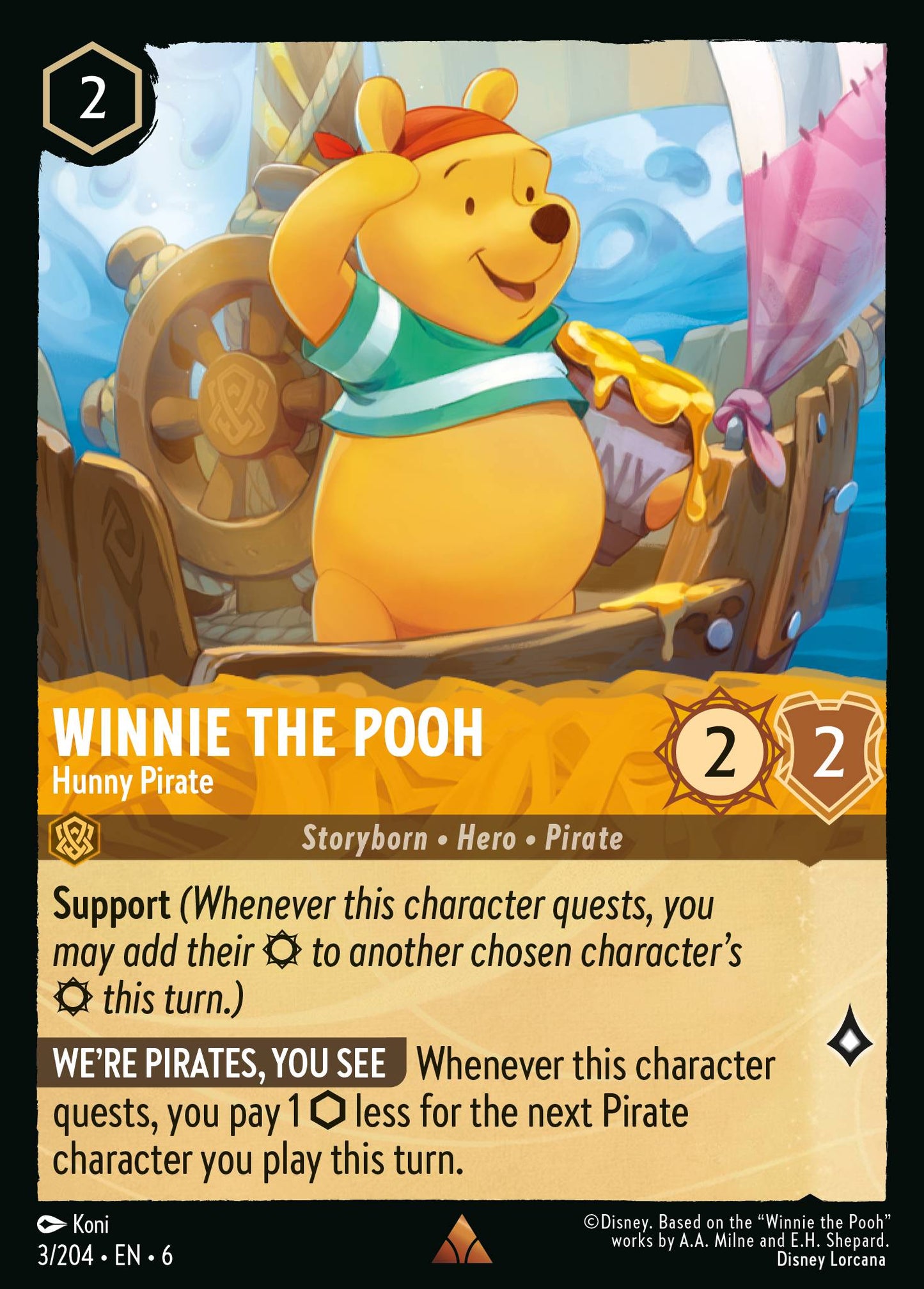 Winnie the Pooh - Hunny Pirate - Rare Lorcana Card