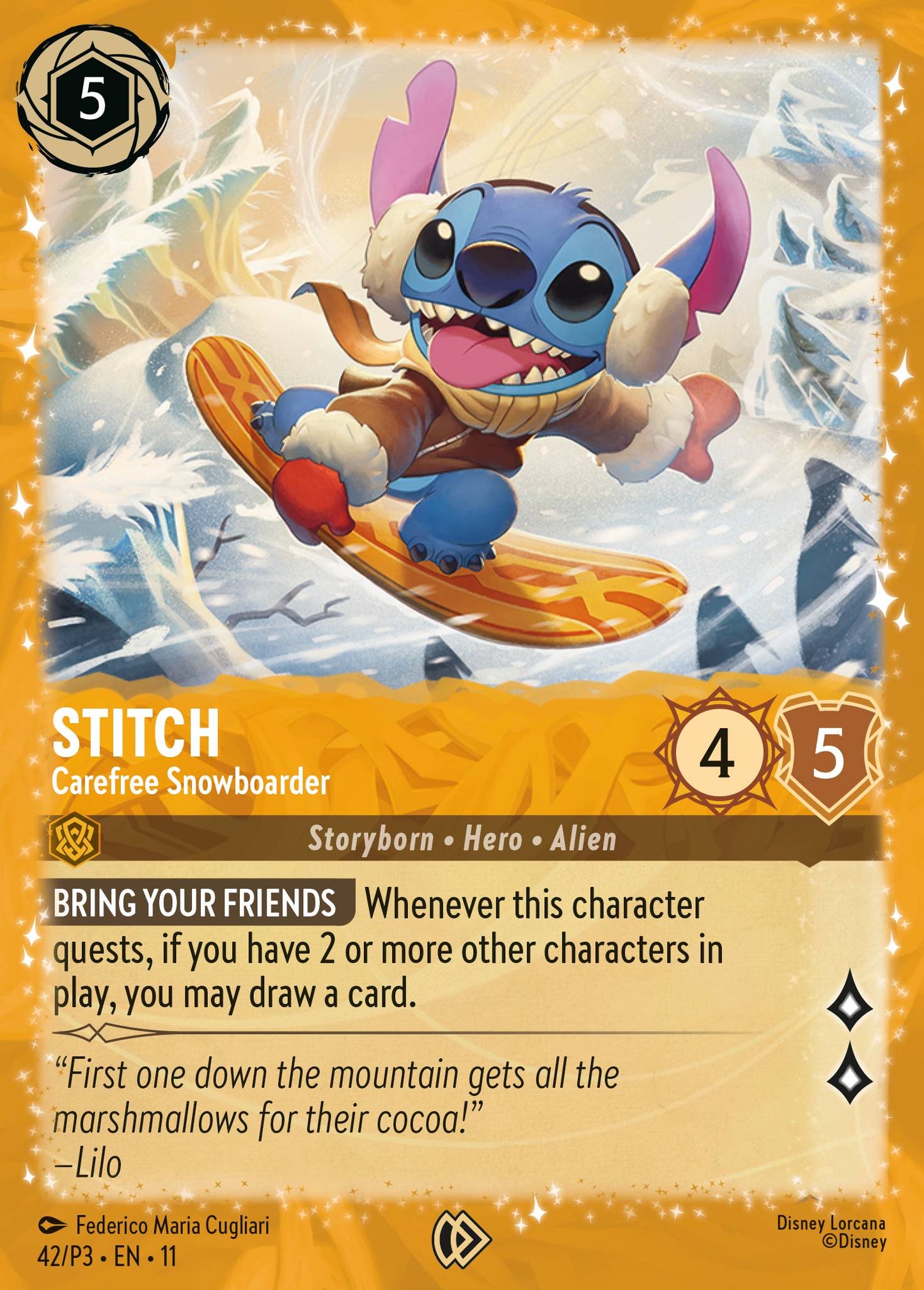 Stitch - Carefree Snowboarder - Disney Lorcana Promo Cards (42/P3)