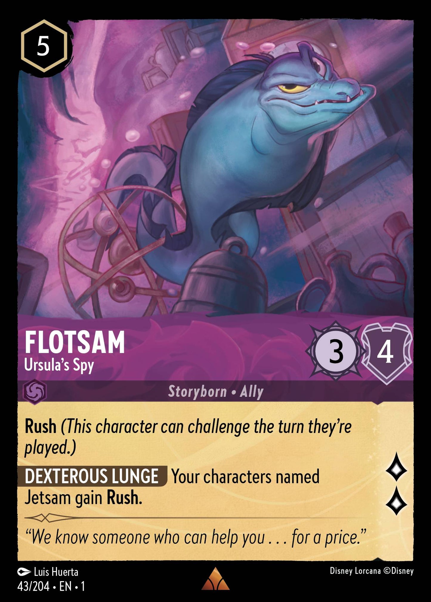 Flotsam - Ursula's Spy - Rare Lorcana Card