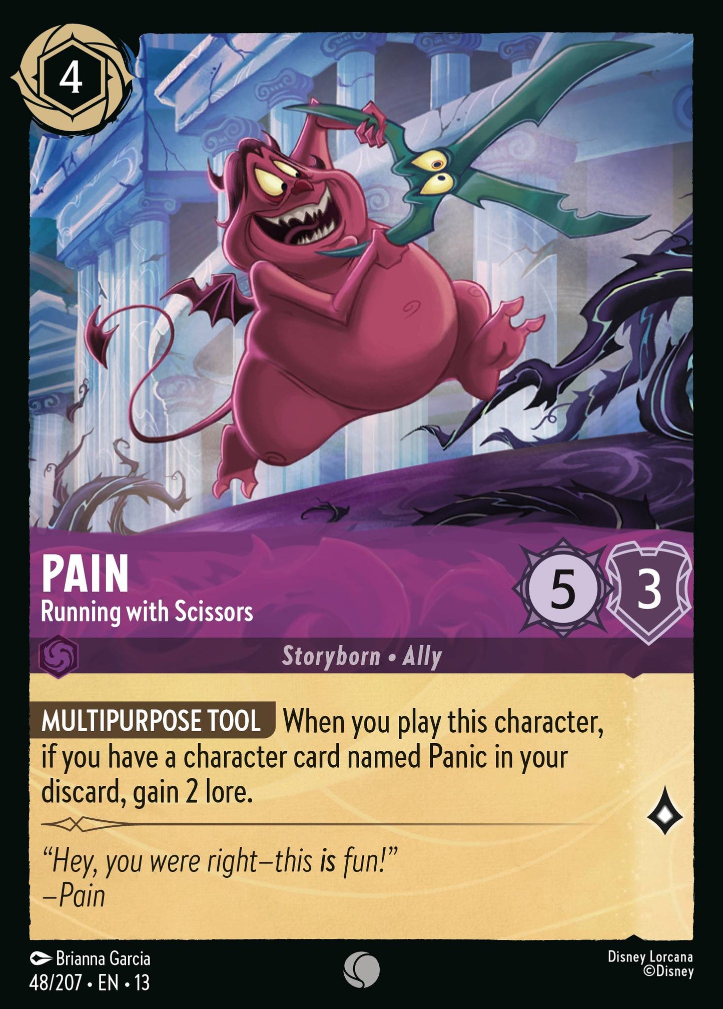 Pain - Running with Scissors - Common Lorcana Card