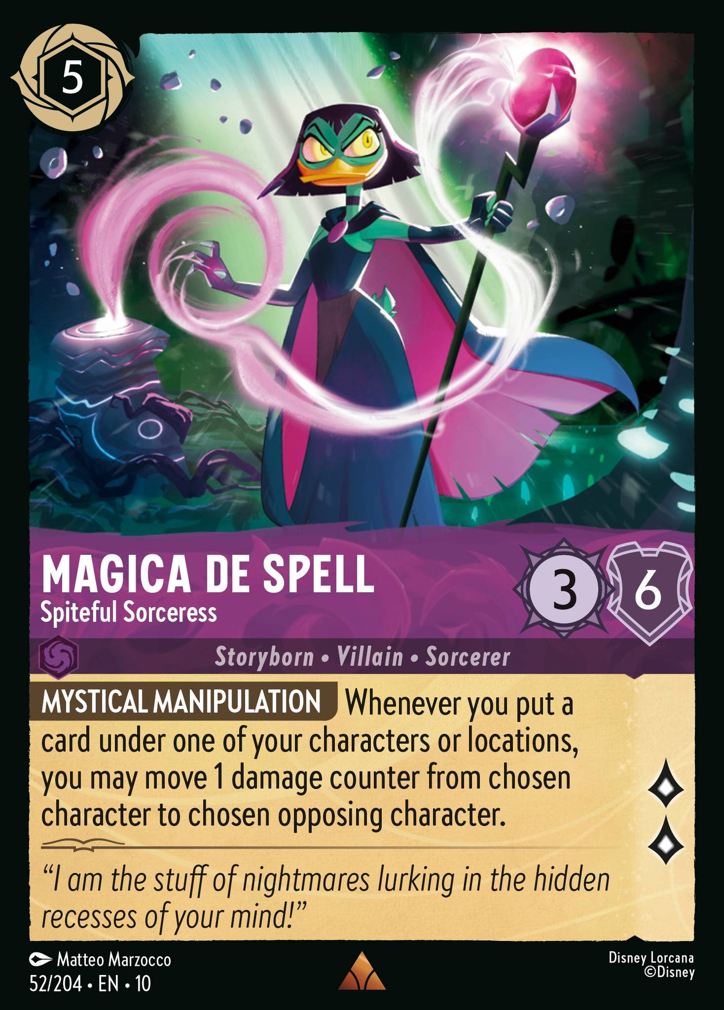 Magica De Spell - Spiteful Sorceress - Rare Lorcana Card