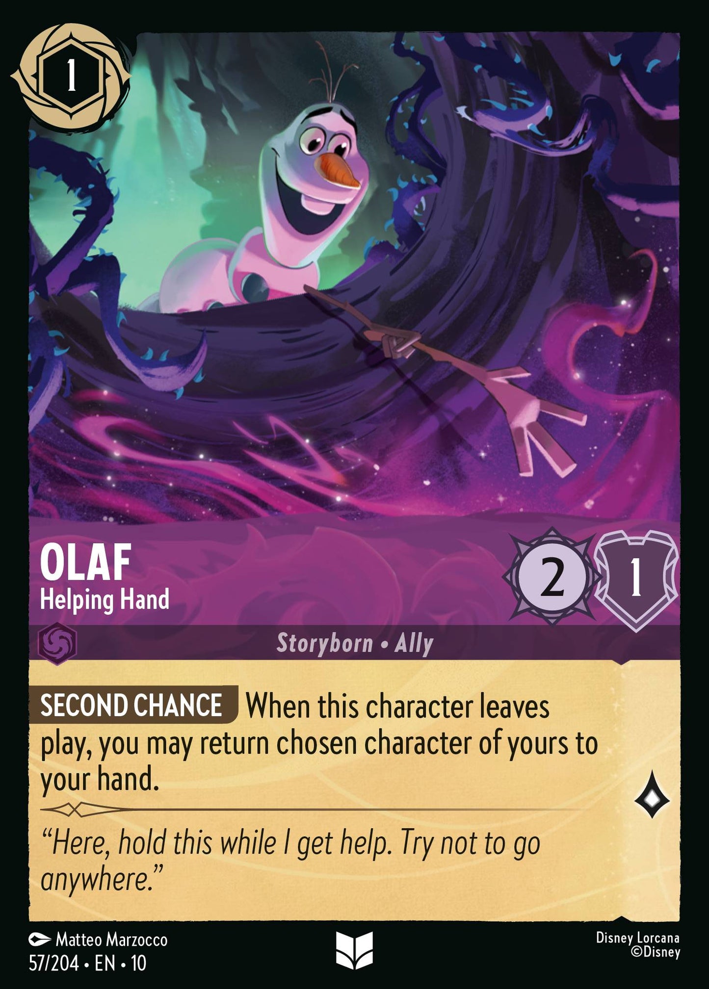Olaf - Helping Hand - Uncommon Lorcana Card