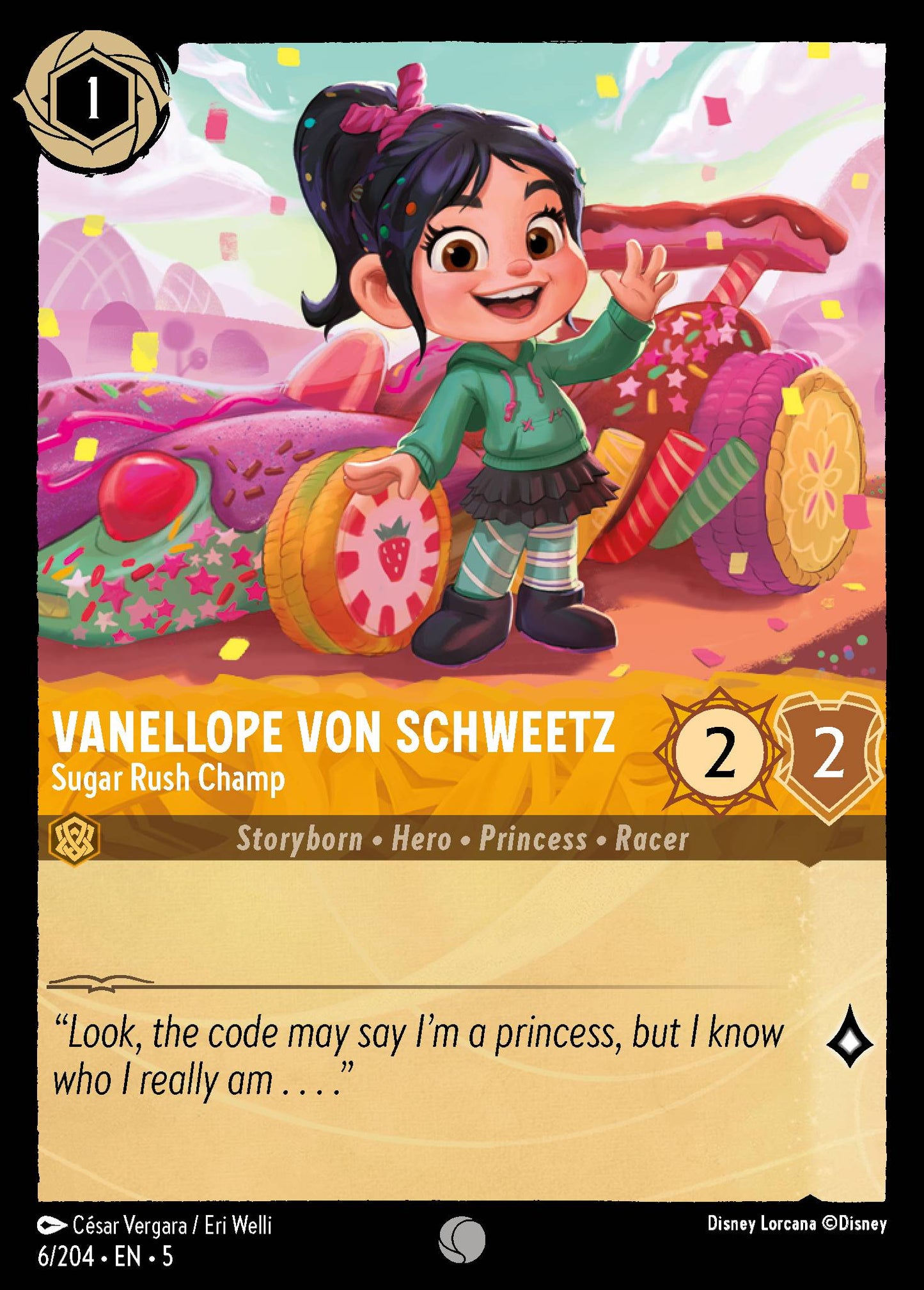 Vanellope von Schweetz - Sugar Rush Champ - Common Lorcana Card