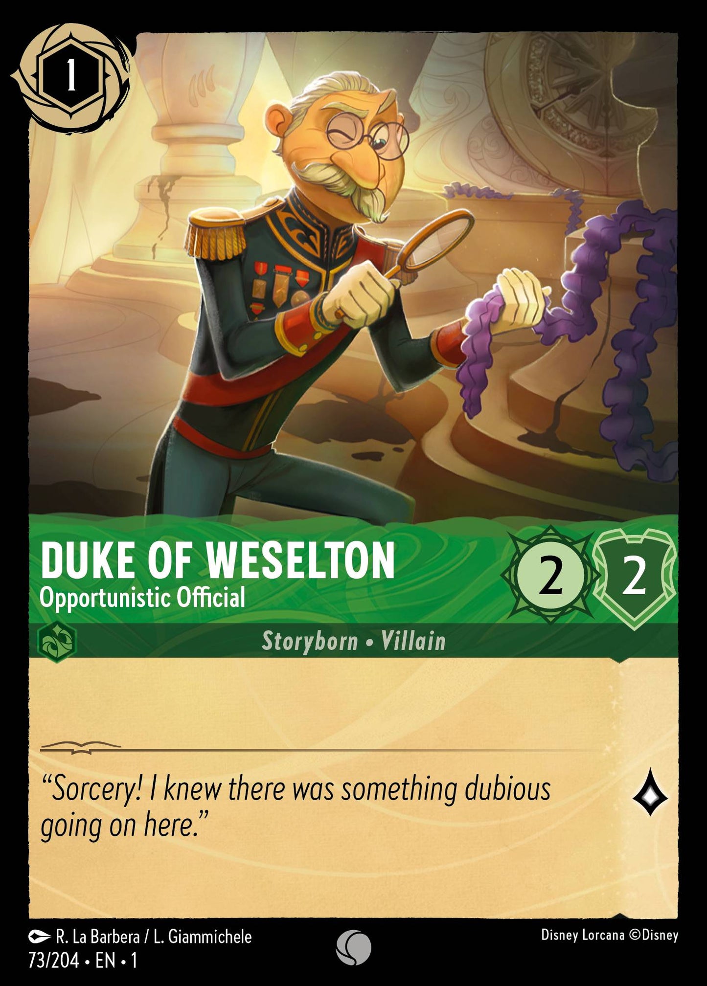 Duke of Weselton - Opportunistic Official - Common Lorcana Card